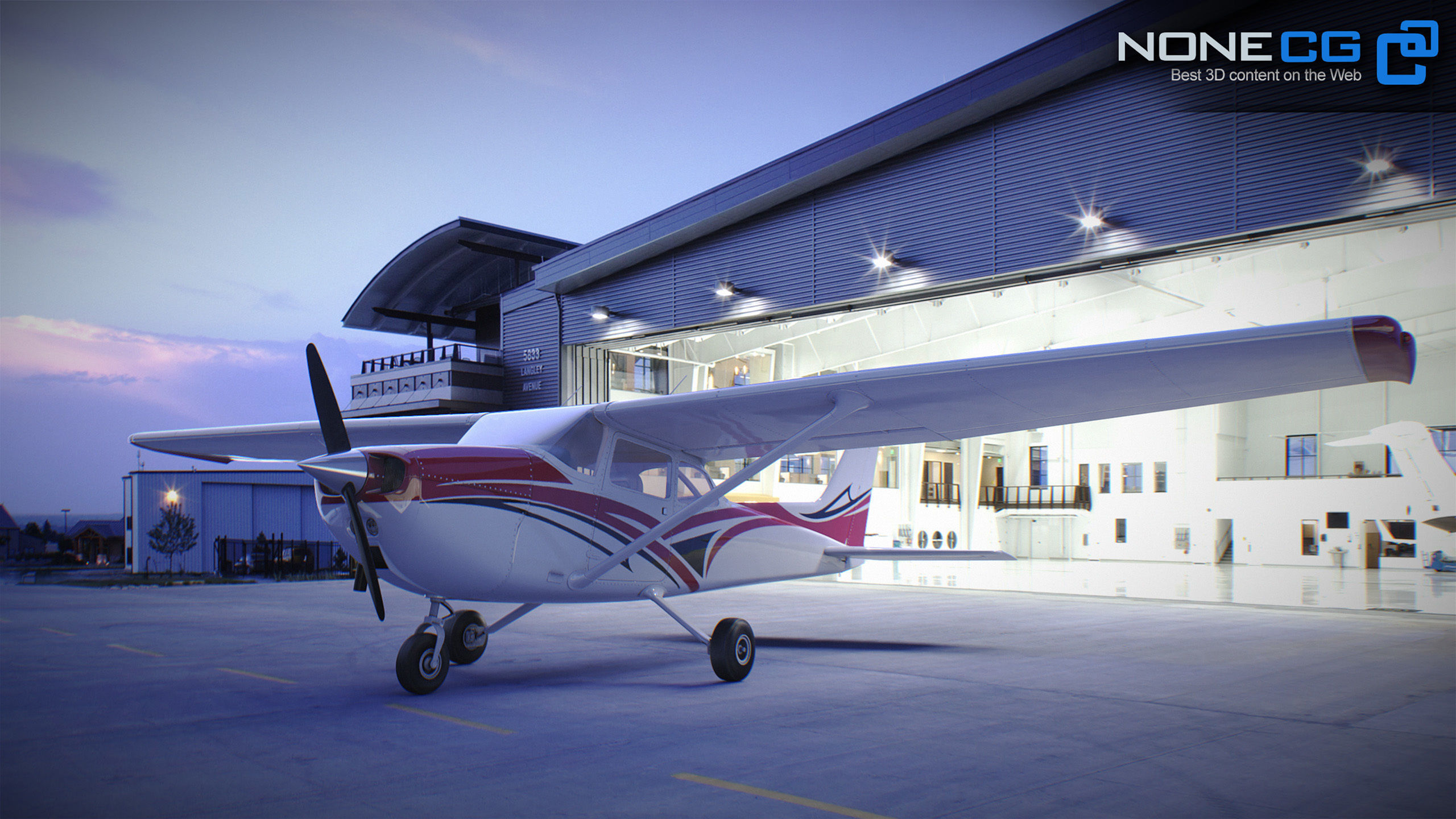 Cessna Plane Low-poly 3D model_3