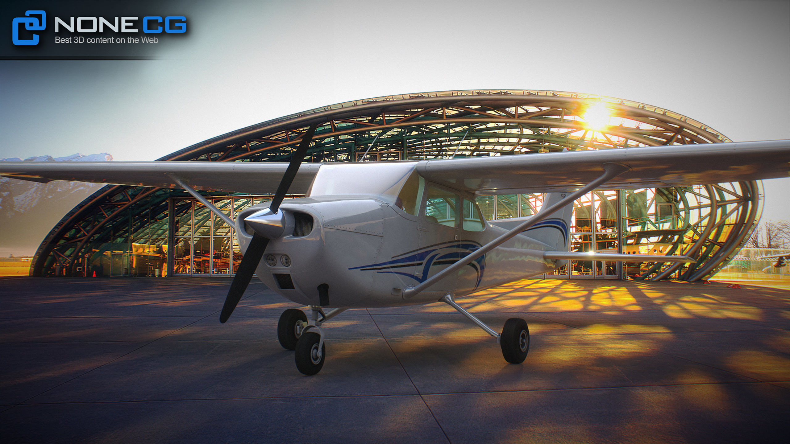 Cessna Plane Low-poly 3D model_16