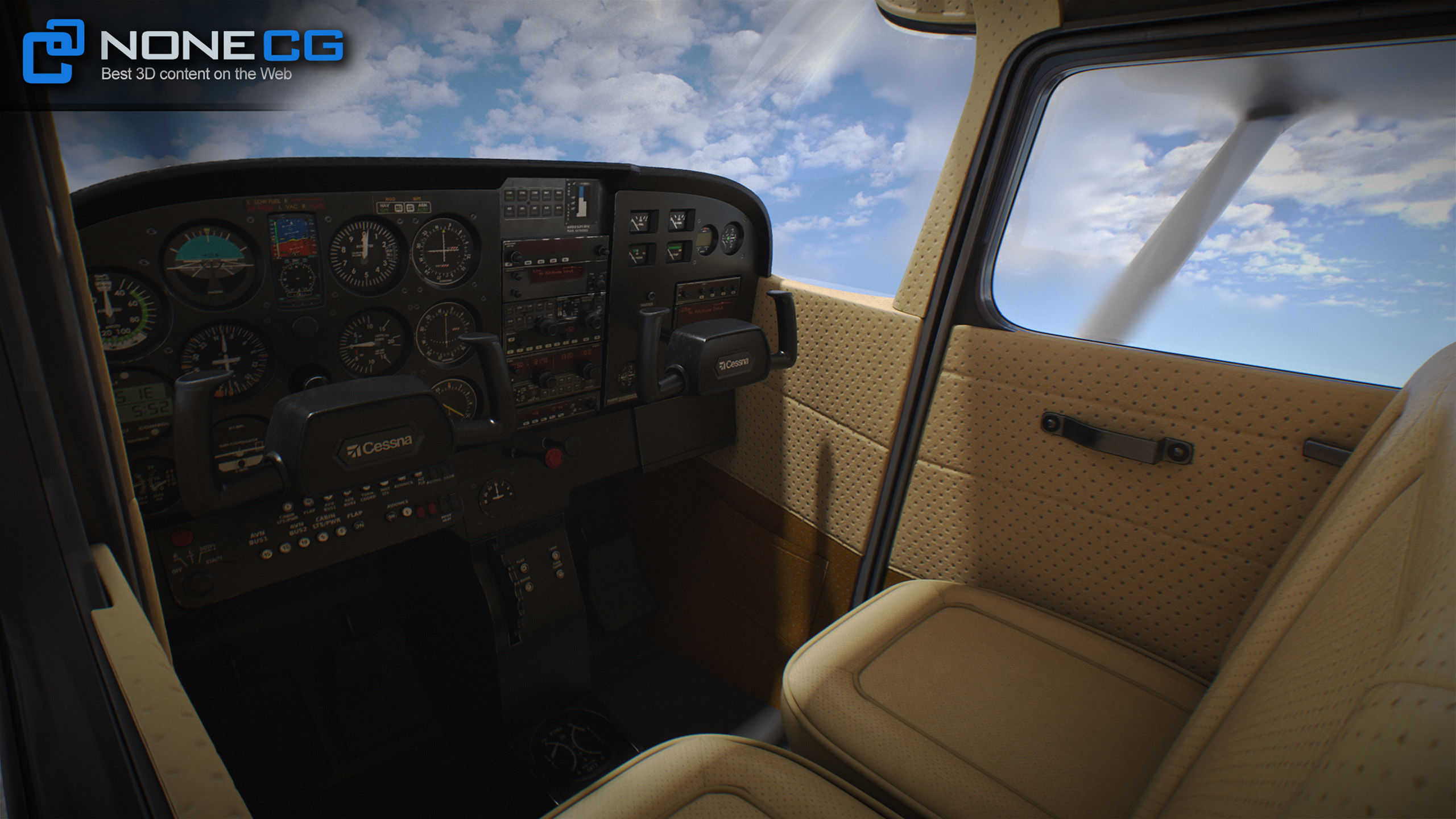 Cessna Plane Low-poly 3D model_9