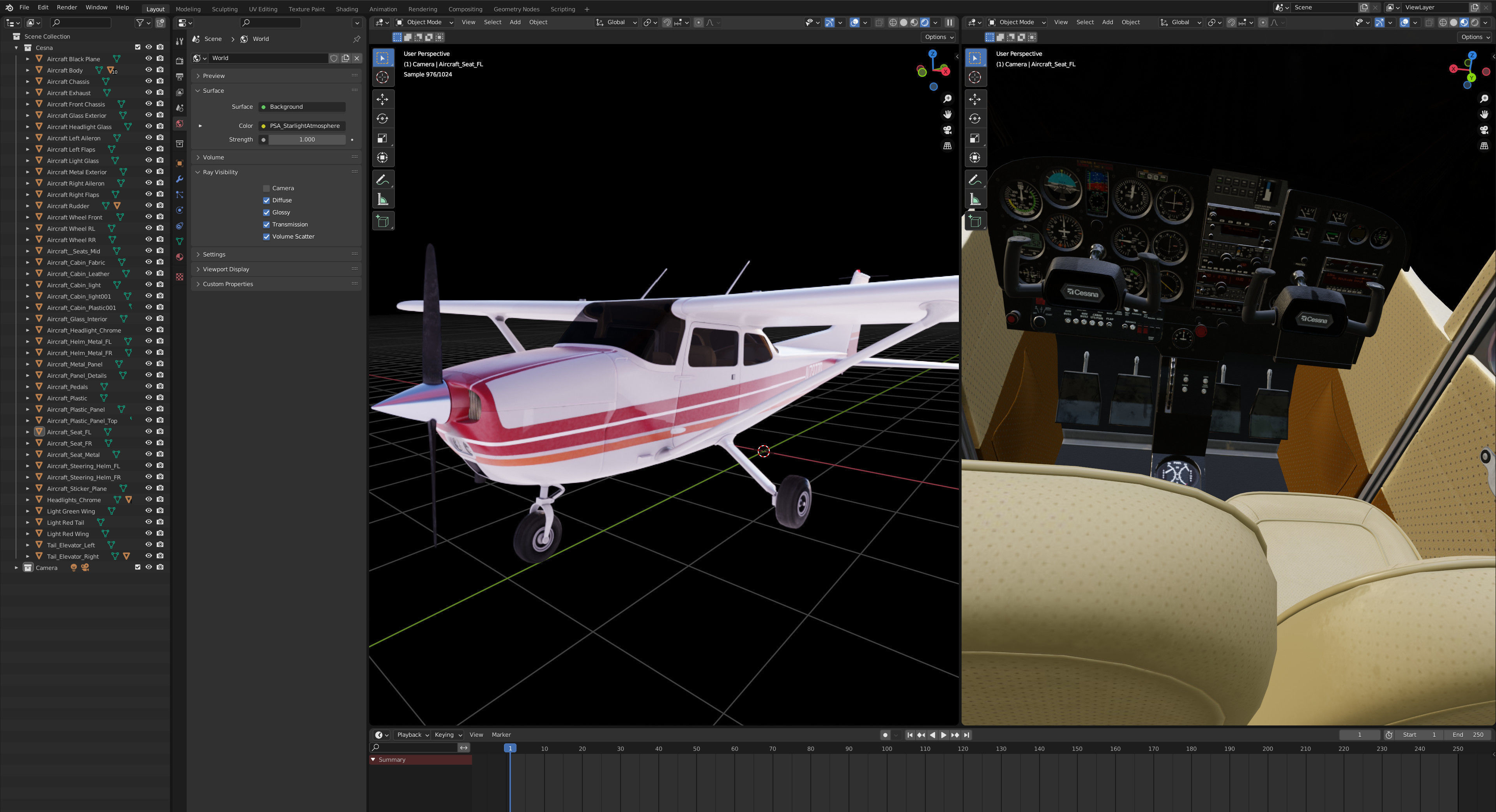 Cessna Plane Low-poly 3D model_7