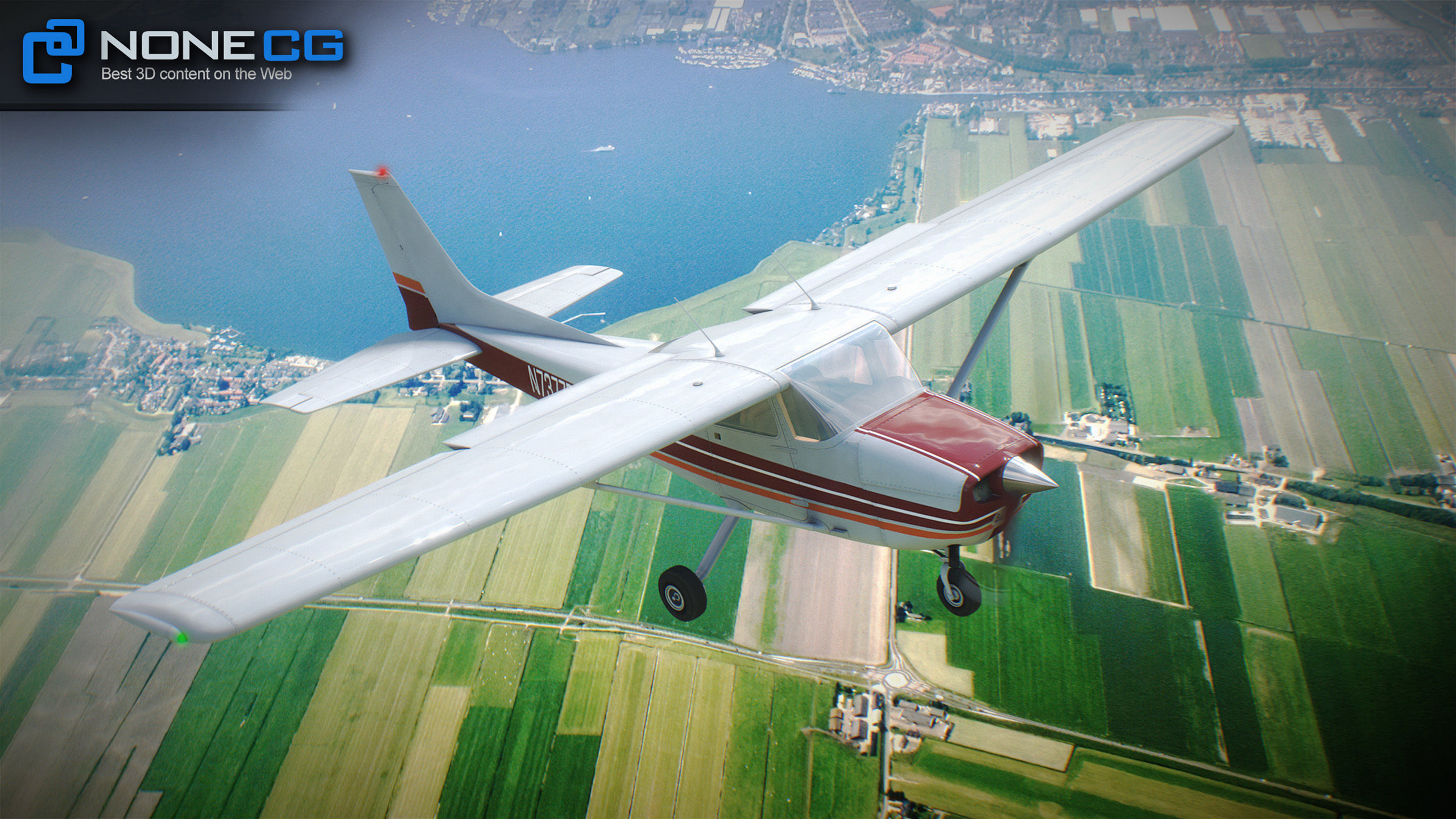 Cessna Plane Low-poly 3D model_2