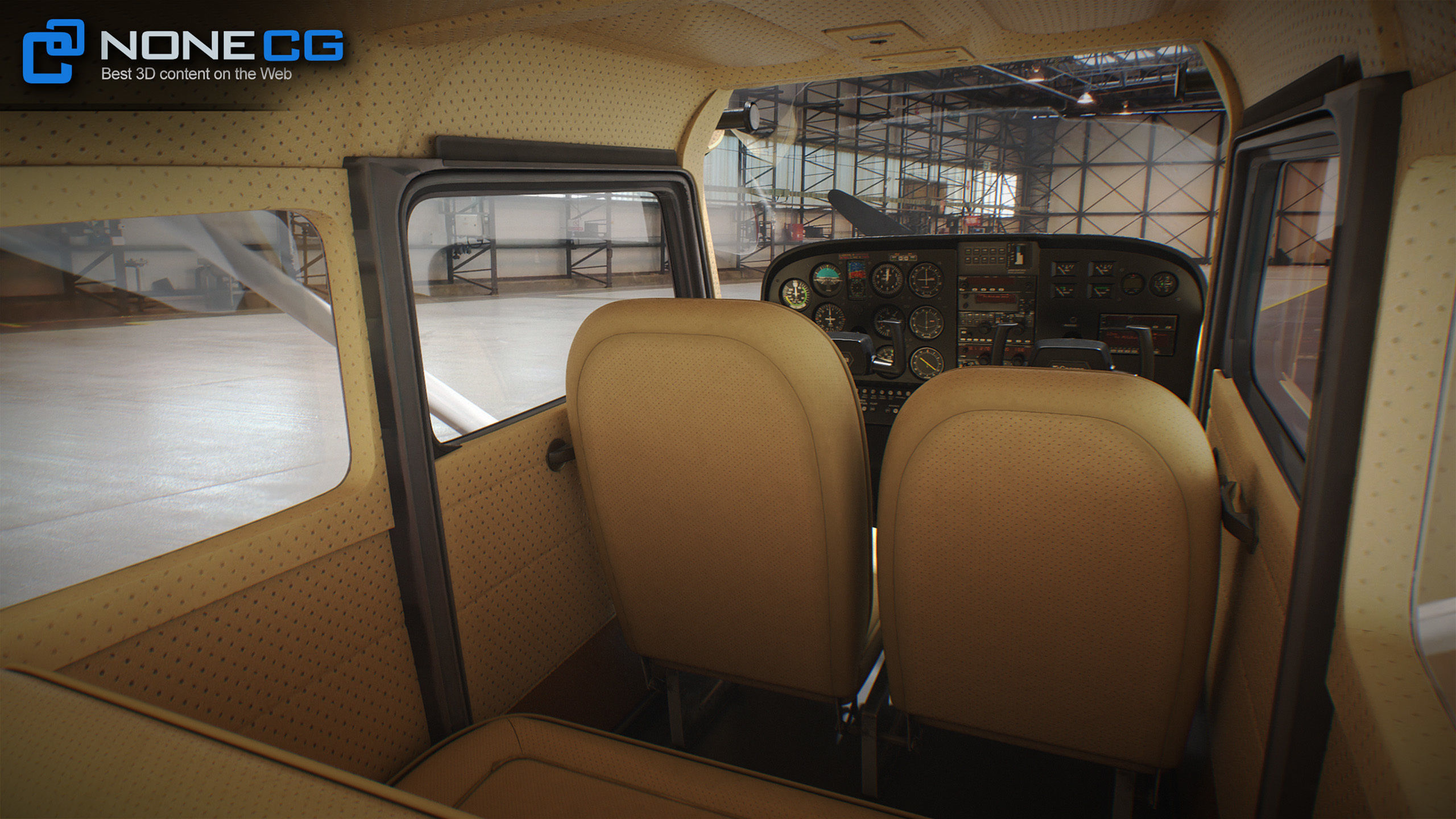 Cessna Plane Low-poly 3D model_29