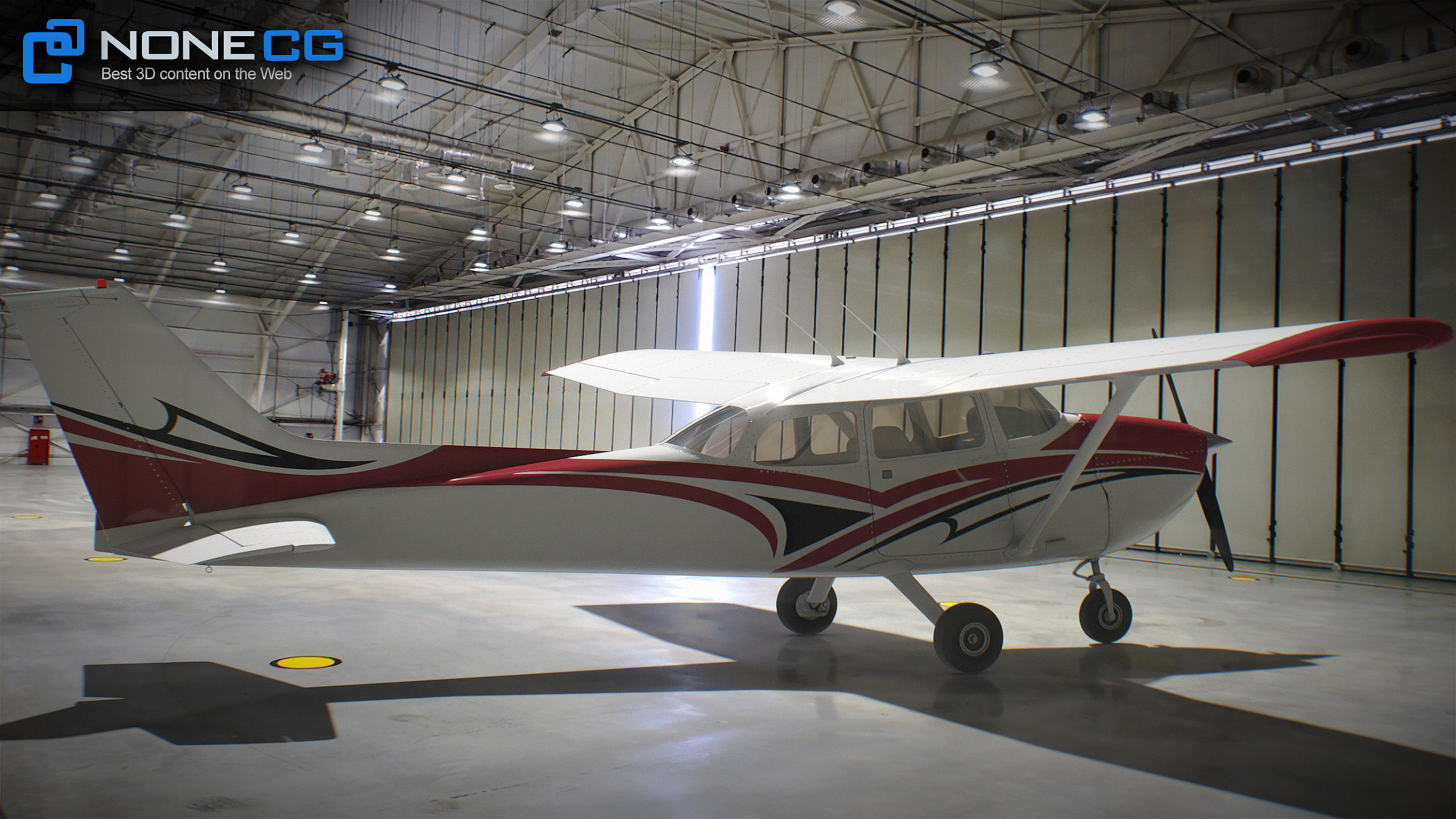 Cessna Plane Low-poly 3D model_10