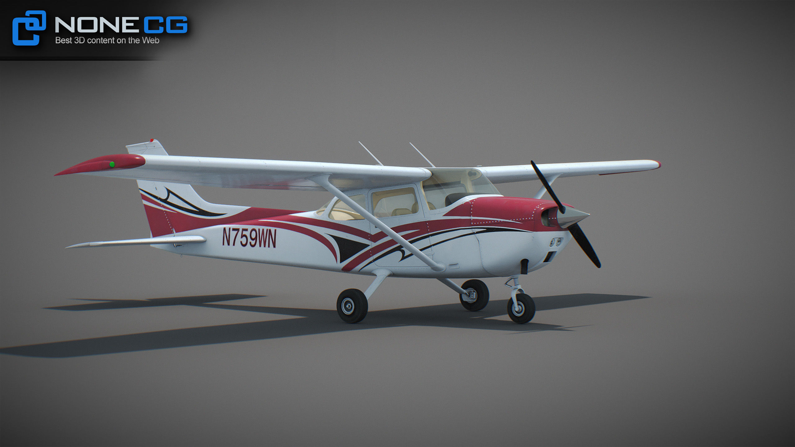 Cessna Plane Low-poly 3D model_46
