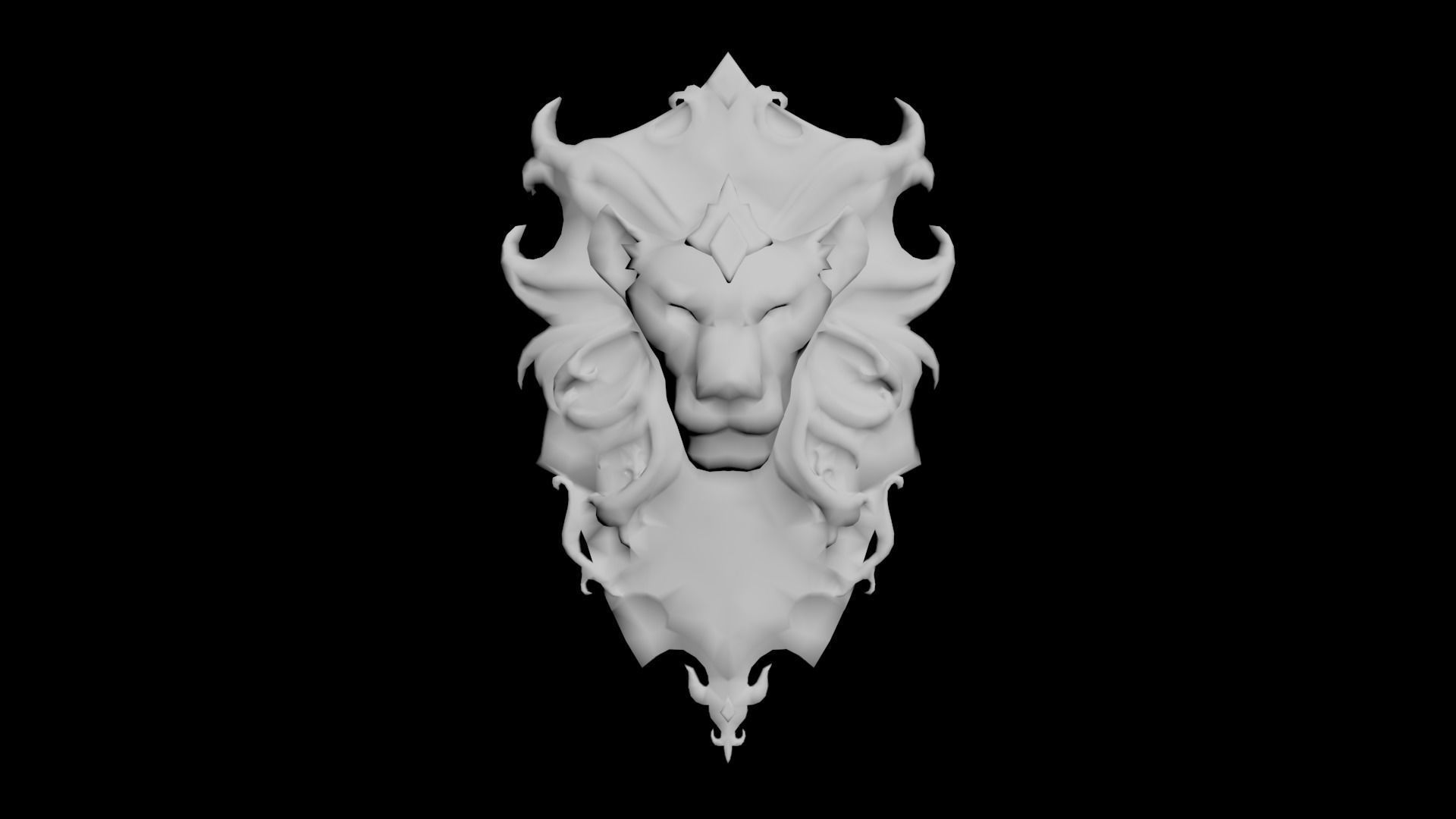 Shield Black Lion Low-poly 3D model_5