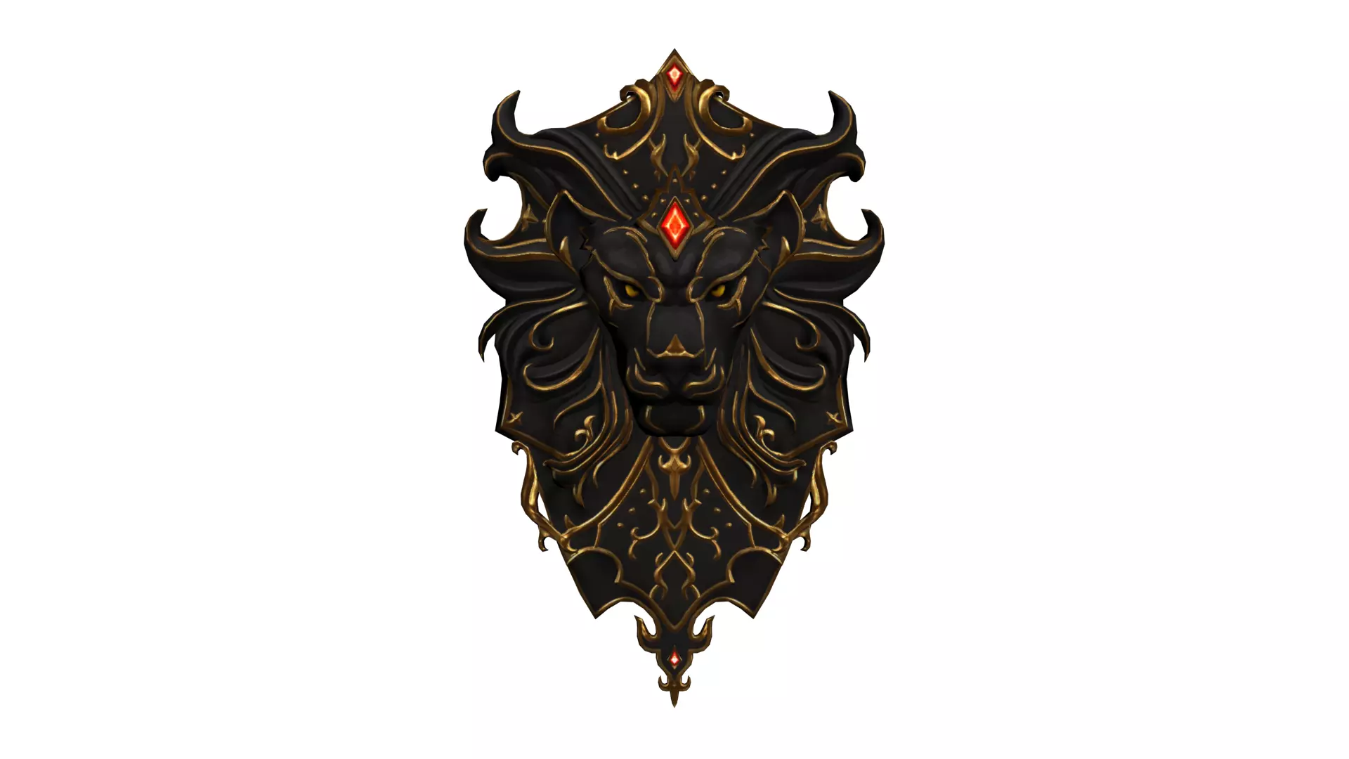 Shield Black Lion Low-poly 3D model_0