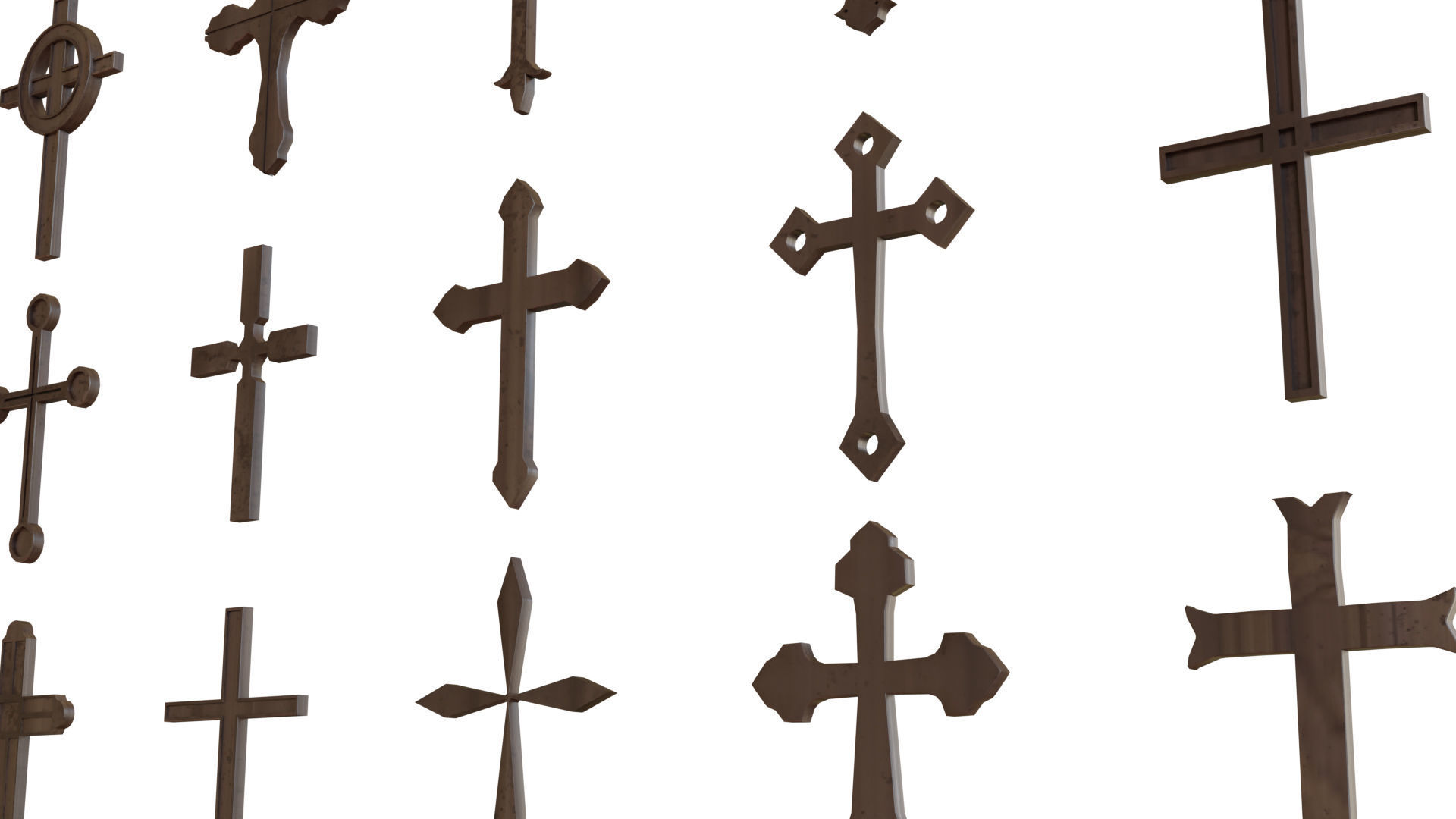 Cross Christianity Symbols Old Wood Low-poly 3D model_7
