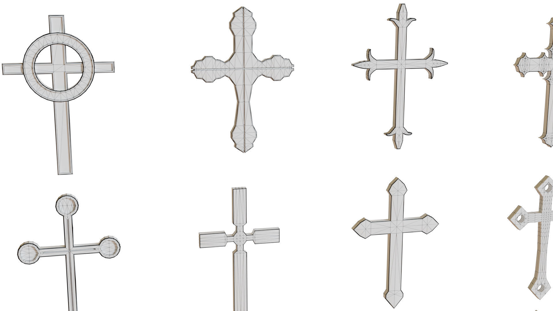 Cross Christianity Symbols Old Wood Low-poly 3D model_8