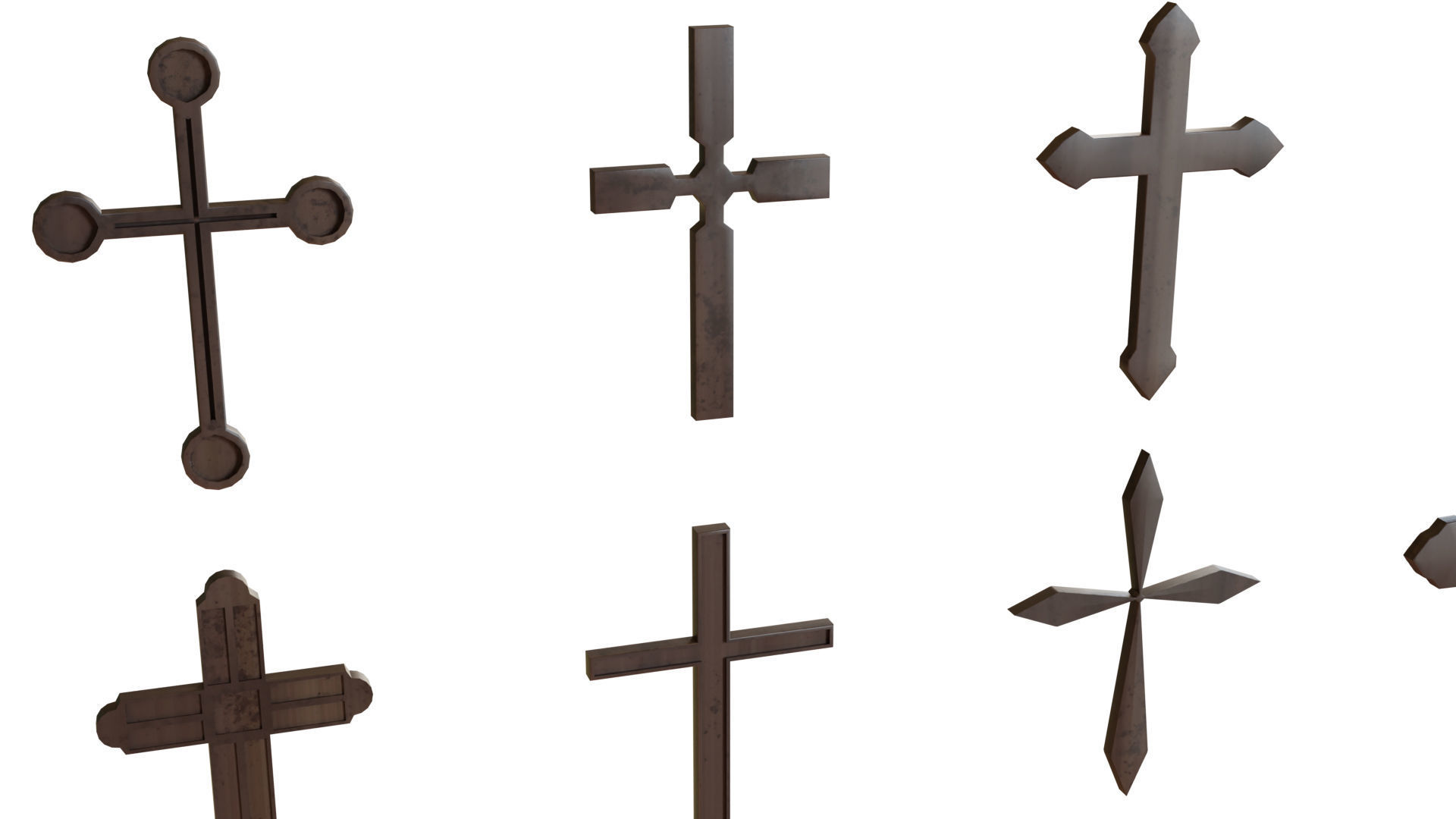 Cross Christianity Symbols Old Wood Low-poly 3D model_5