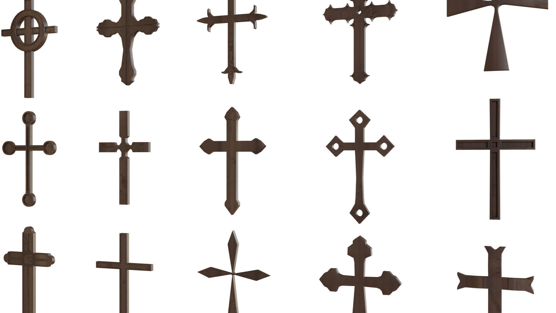 Cross Christianity Symbols Old Wood Low-poly 3D model_1