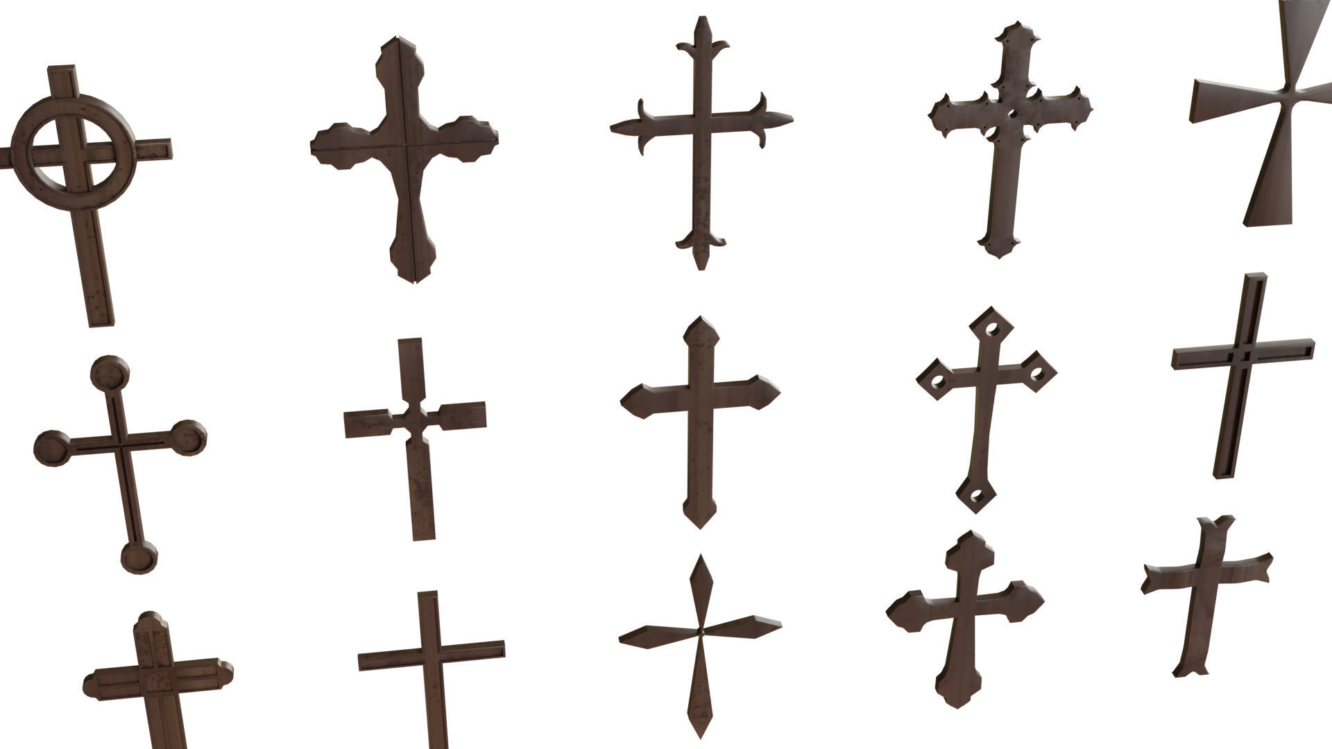 Cross Christianity Symbols Old Wood Low-poly 3D model_3