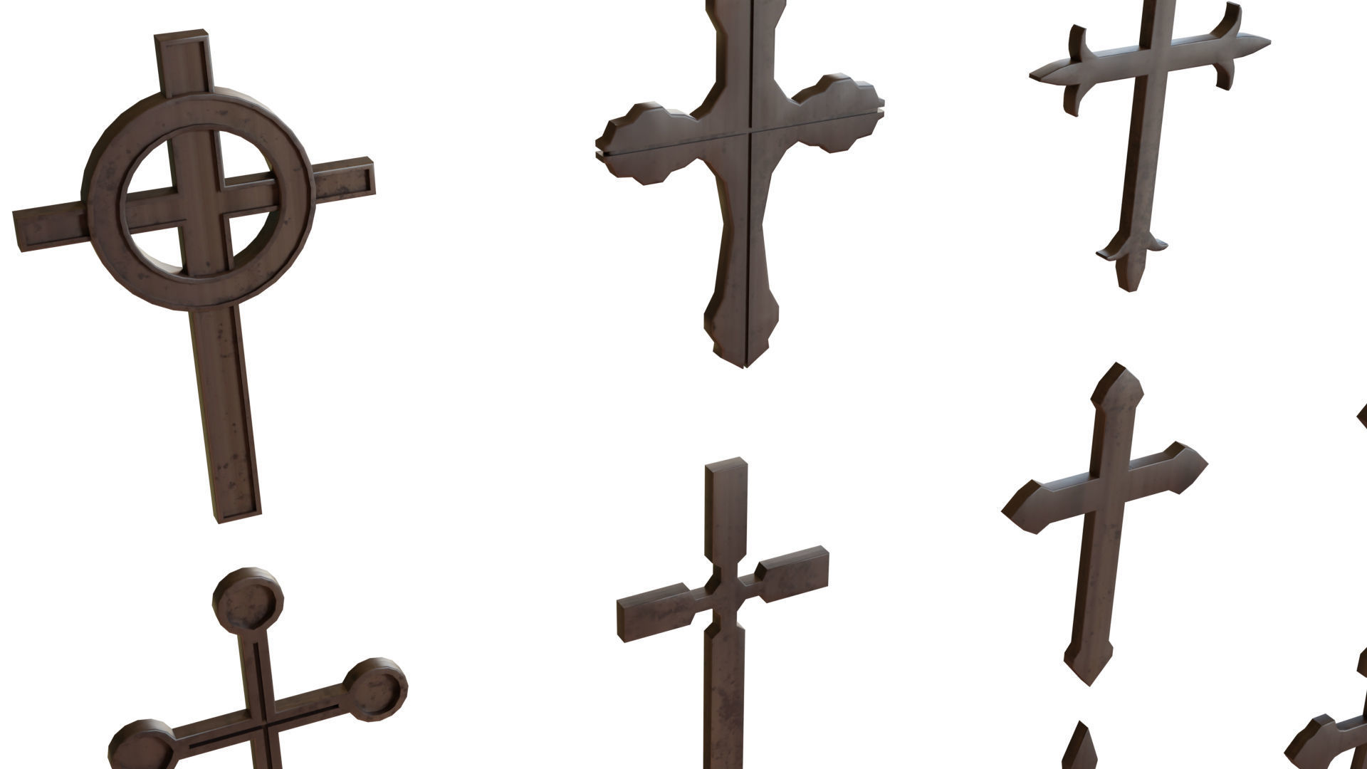 Cross Christianity Symbols Old Wood Low-poly 3D model_4