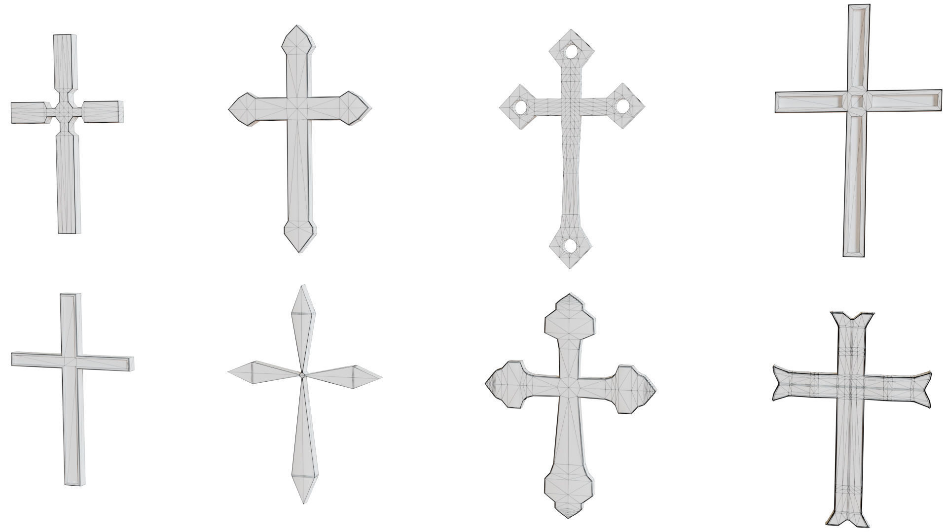 Cross Christianity Symbols Old Wood Low-poly 3D model_11