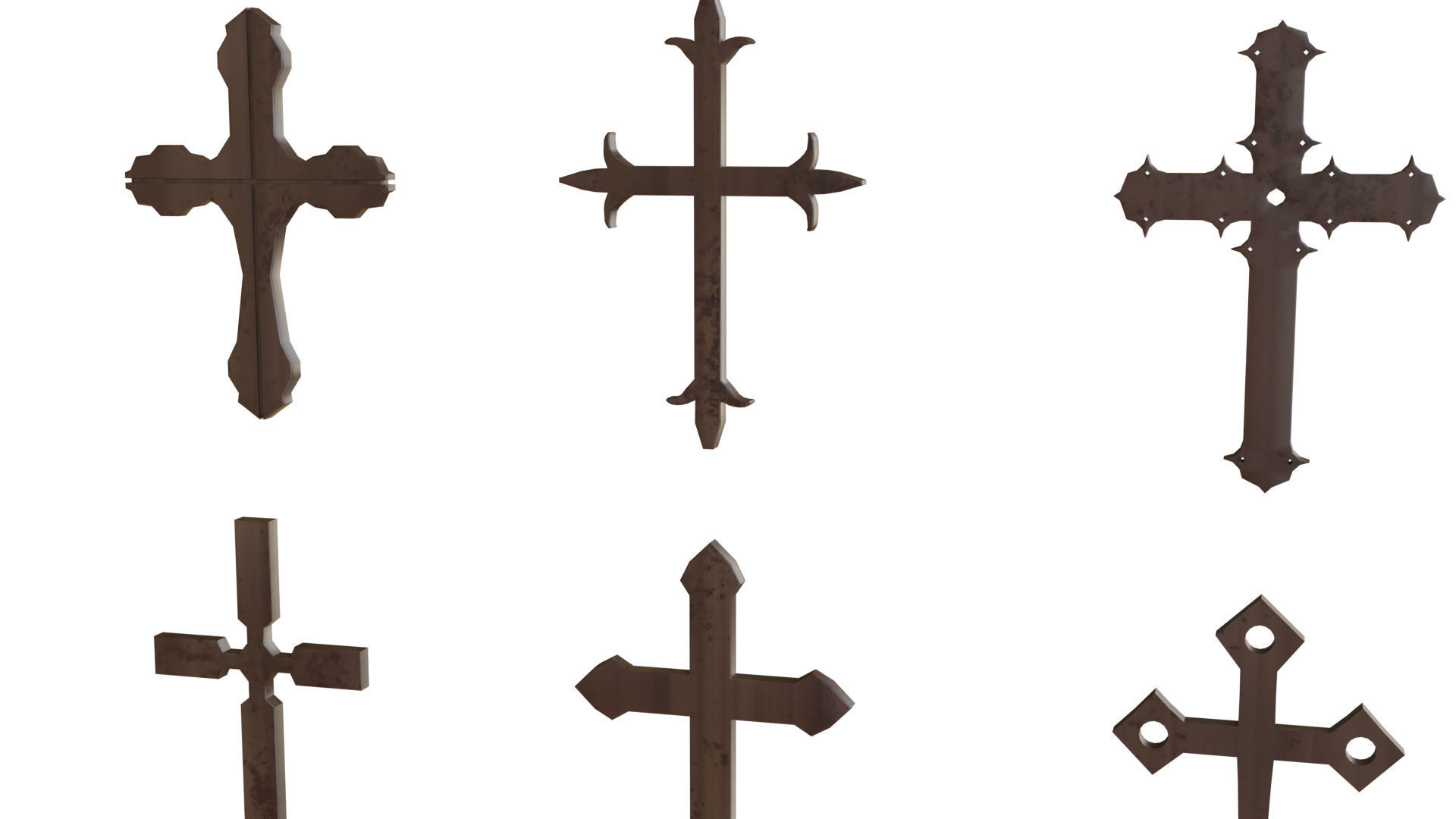 Cross Christianity Symbols Old Wood Low-poly 3D model_6