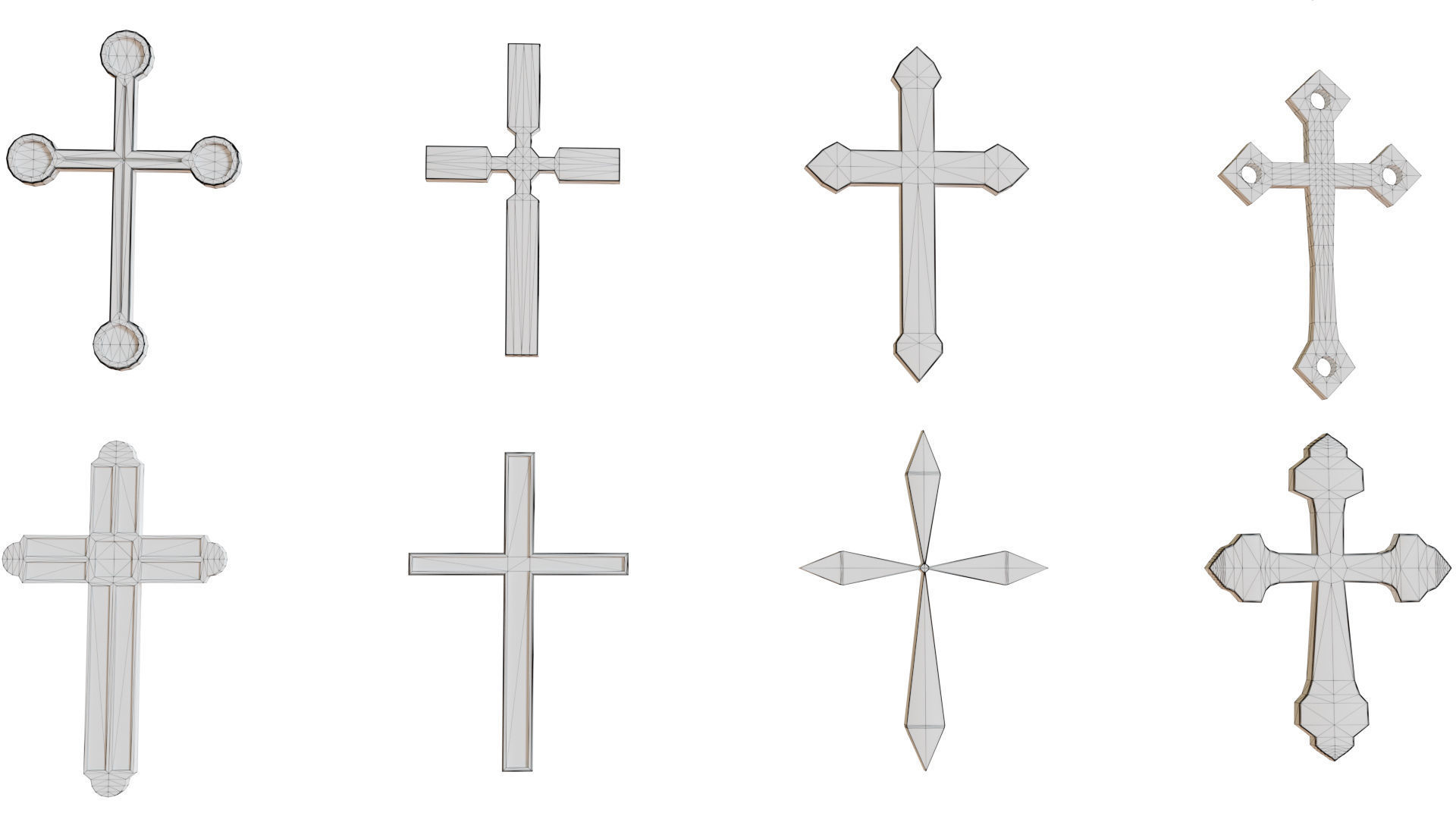 Cross Christianity Symbols Old Wood Low-poly 3D model_9