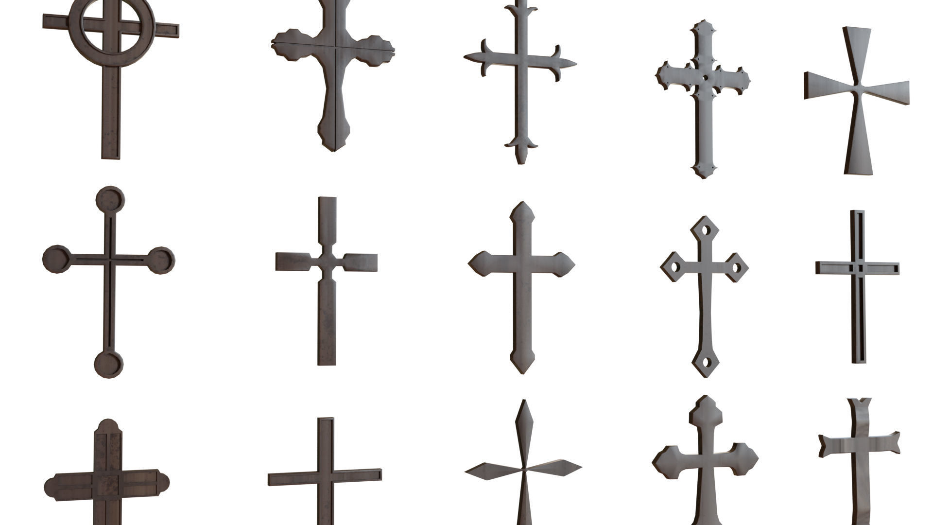 Cross Christianity Symbols Old Wood Low-poly 3D model_2