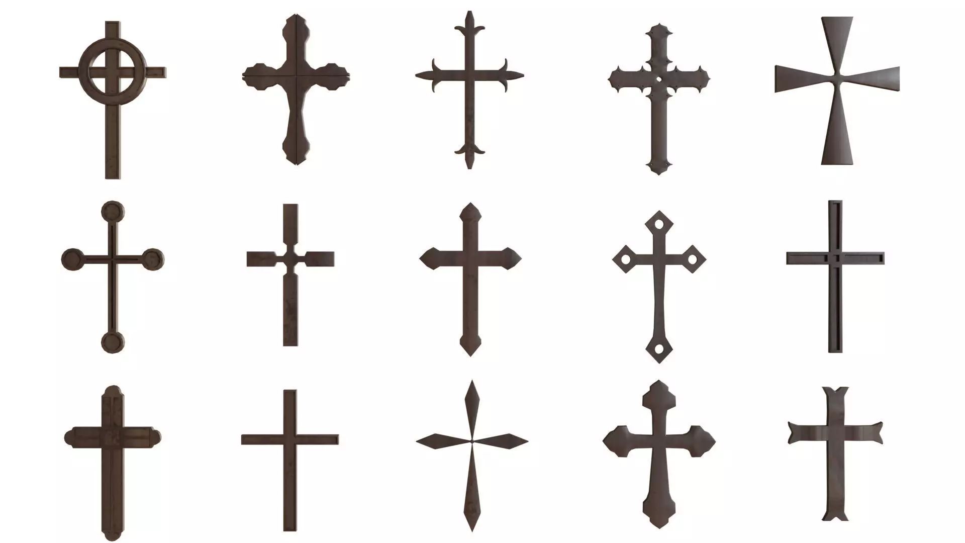 Cross Christianity Symbols Old Wood Low-poly 3D model_0