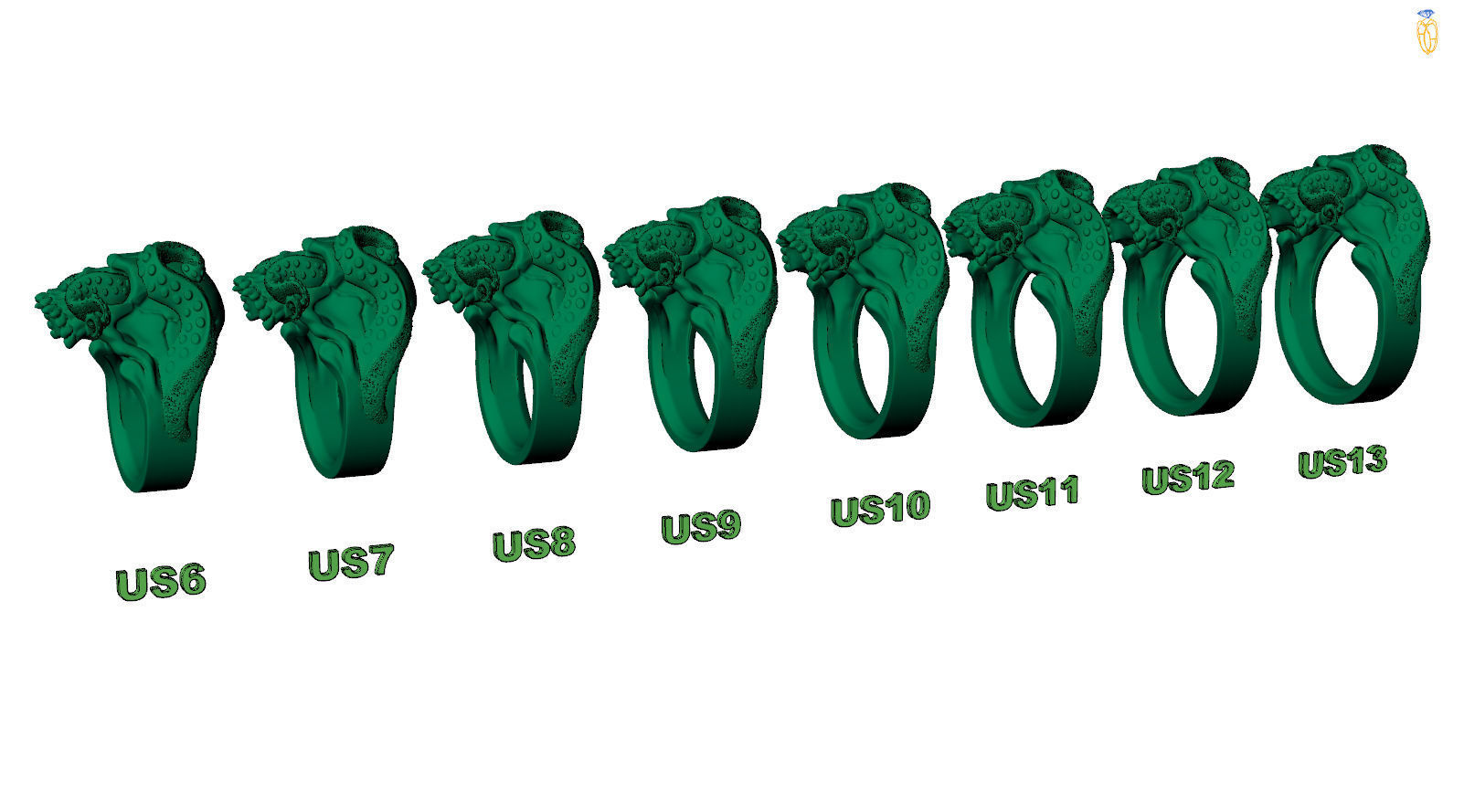 Skull Octopus Tentacles Silver Ring 3D print model_11