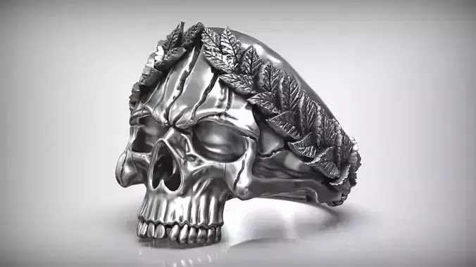 Laurel Wreath Skull Ring 3D print model