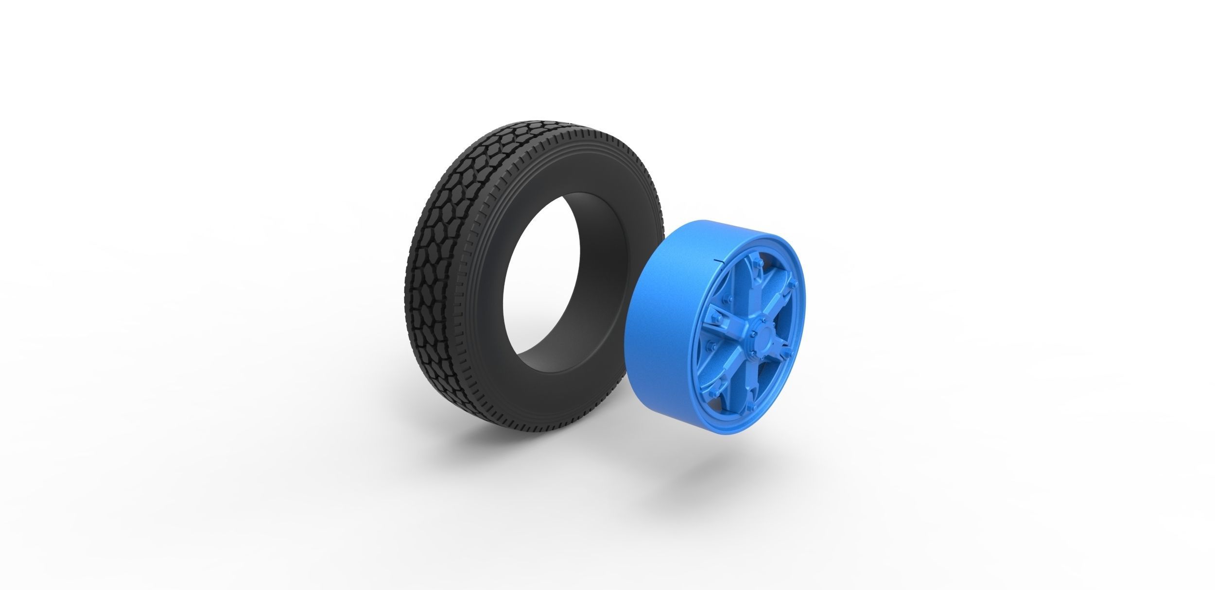Front 6 spoke wheel of old school truck Scale 1 to 25 3D print model_8
