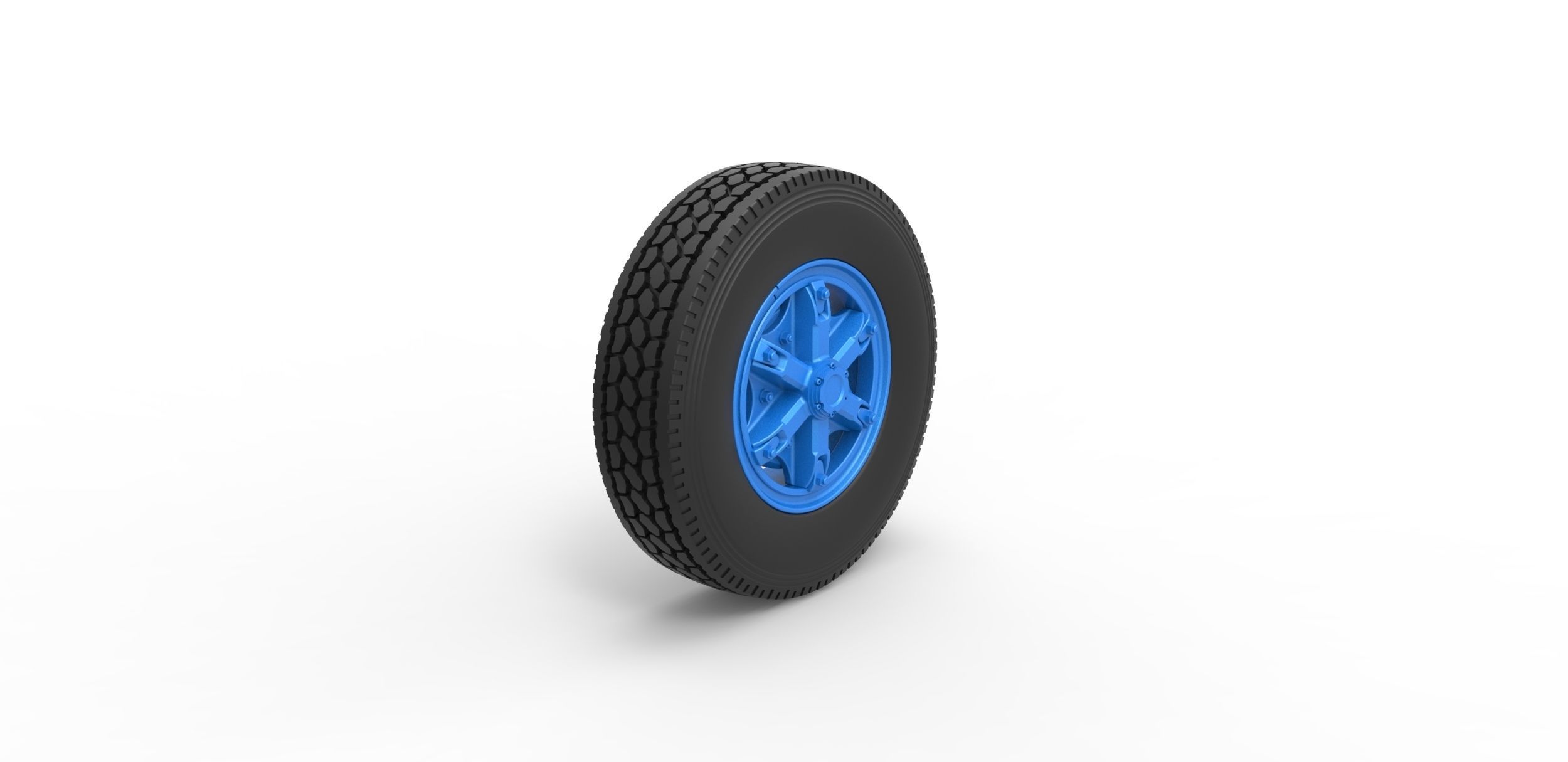 Front 6 spoke wheel of old school truck Scale 1 to 25 3D print model_1