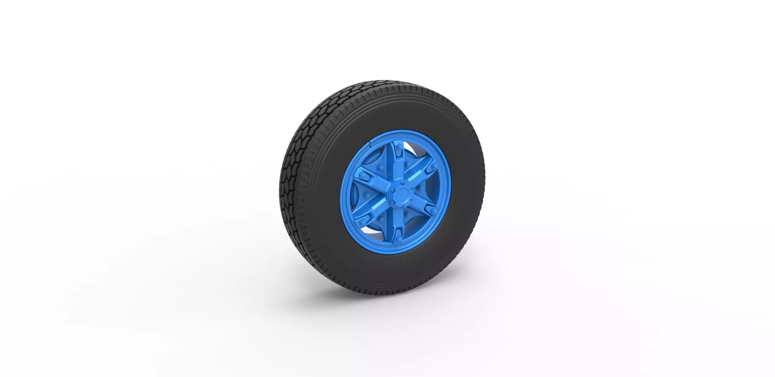 Front 6 spoke wheel of old school truck Scale 1 to 25 3D print model_0