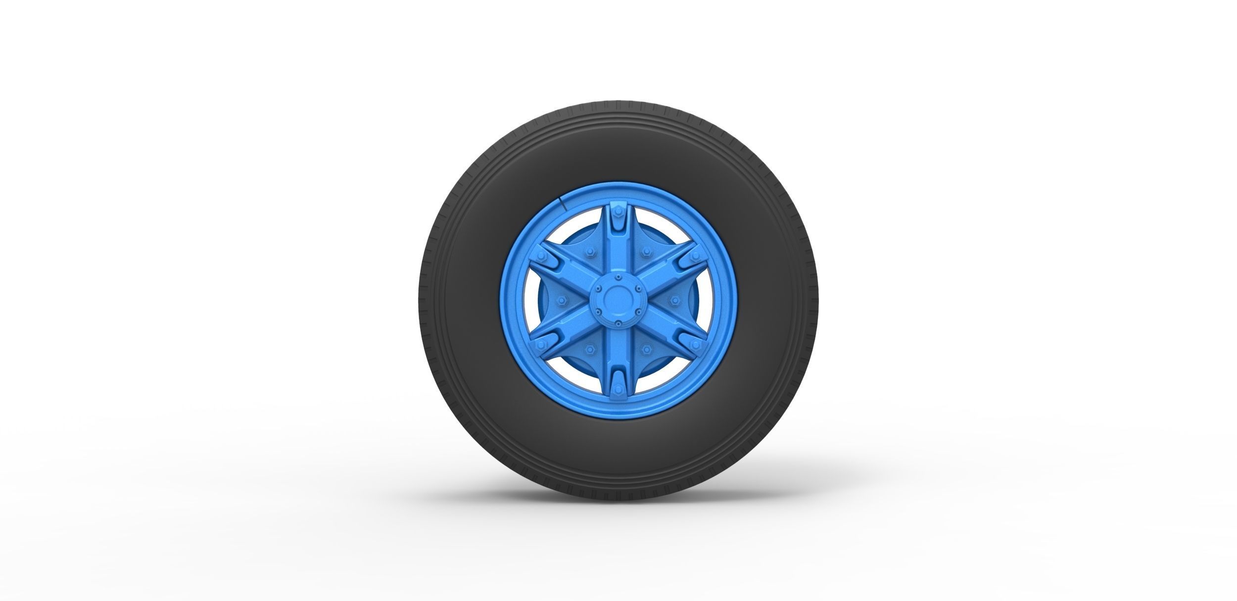 Front 6 spoke wheel of old school truck Scale 1 to 25 3D print model_4