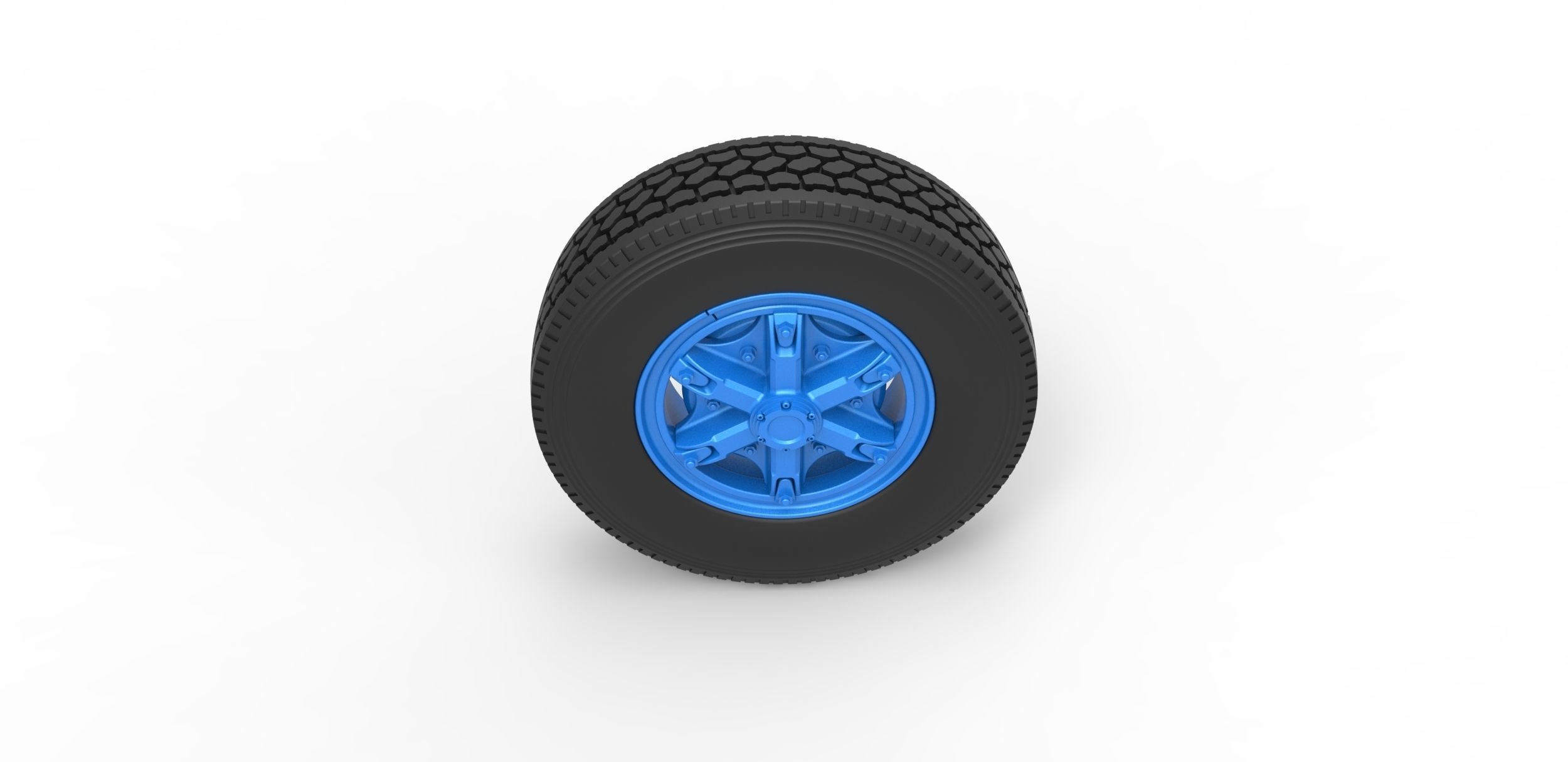 Front 6 spoke wheel of old school truck Scale 1 to 25 3D print model_5