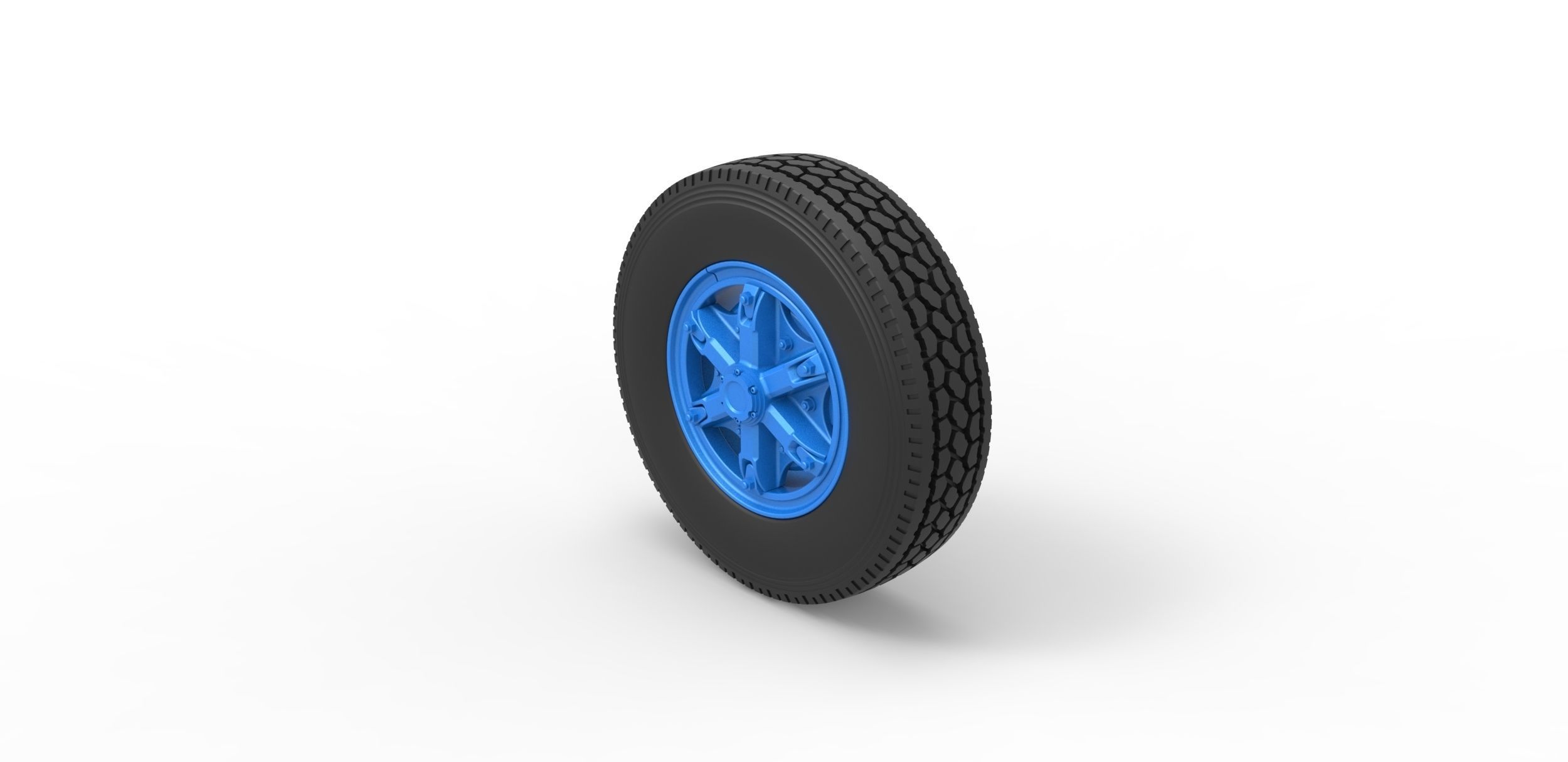 Front 6 spoke wheel of old school truck Scale 1 to 25 3D print model_6