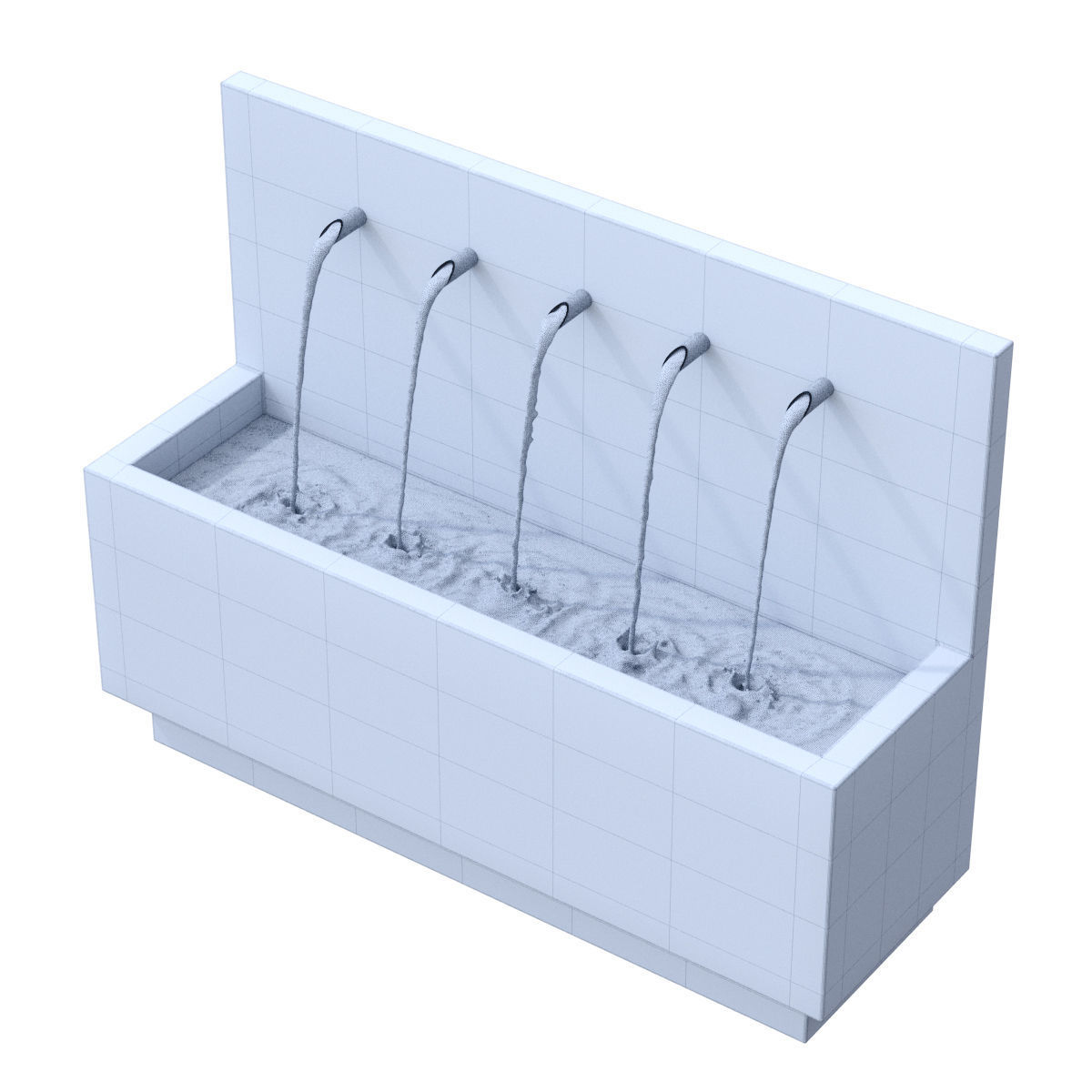 Suni Concrete Penta Wall Fountain 3D model_5