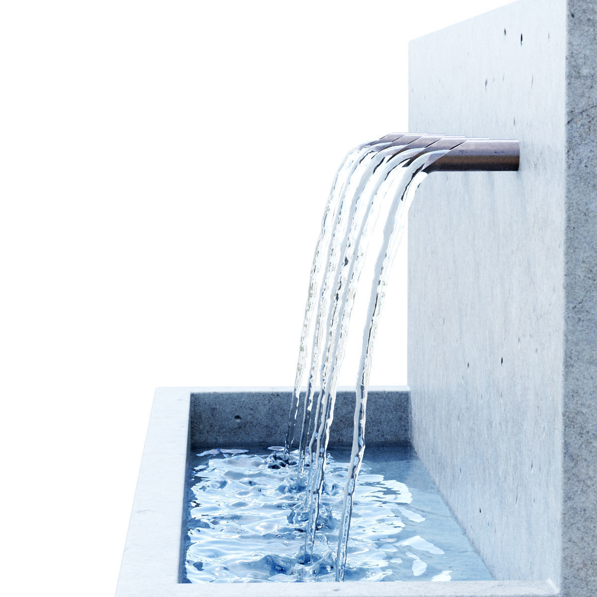 Suni Concrete Penta Wall Fountain 3D model_4