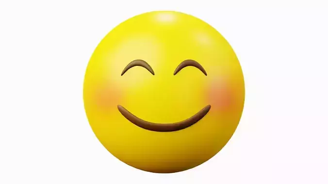 Blushing Smile Yellow Ball Emoticon Emoji or Smiley