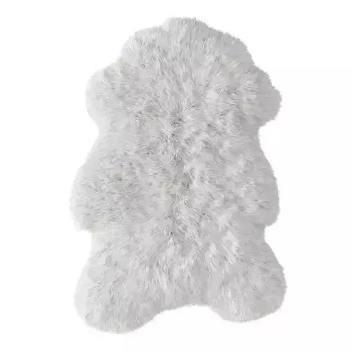 White fluffy sheepskin carpet