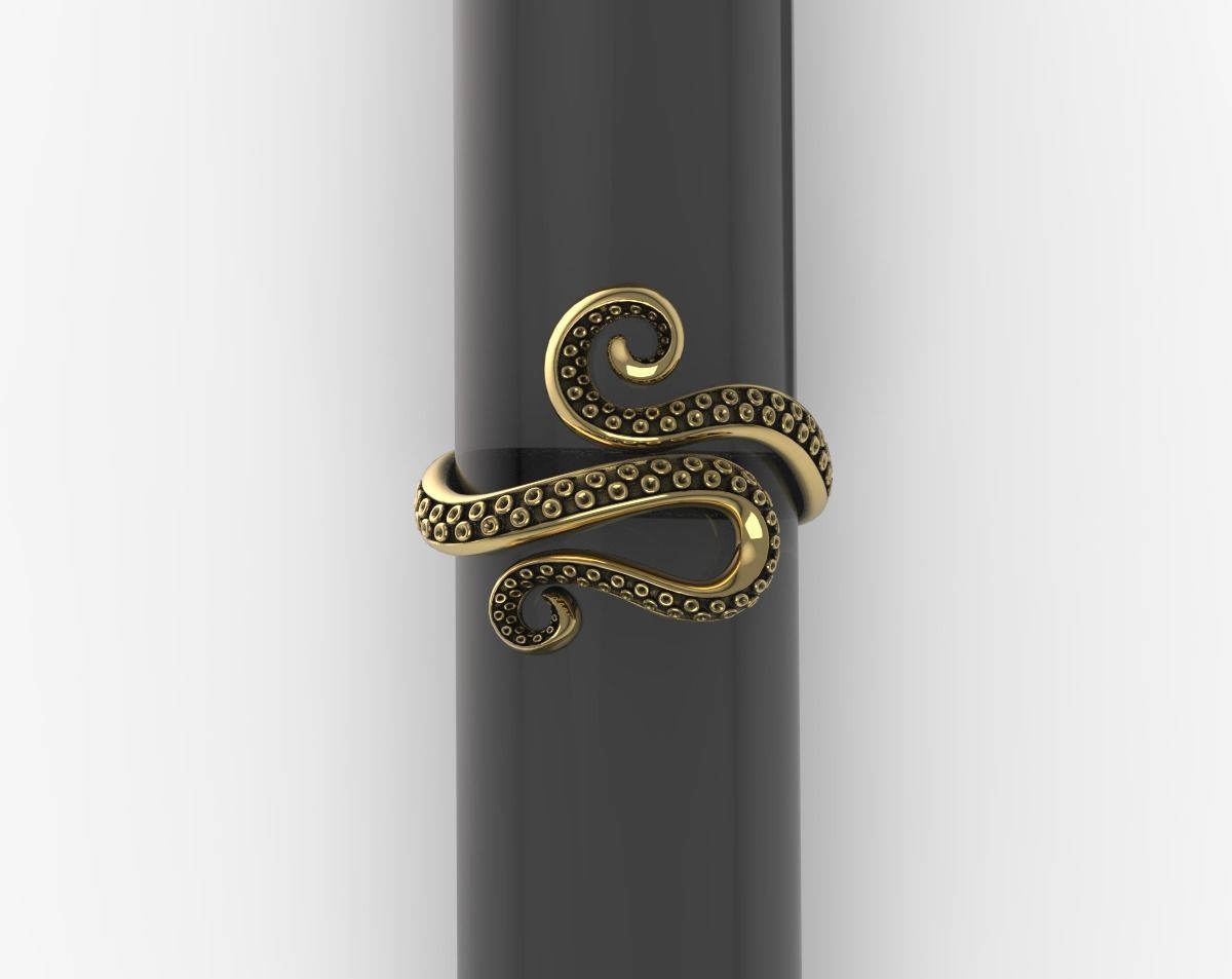 Octopus Tentacle Ring Sea Flora Fauna Jewelry  3D print model_1