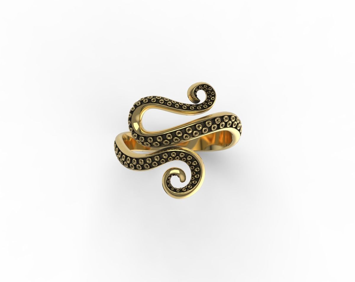 Octopus Tentacle Ring Sea Flora Fauna Jewelry  3D print model_6
