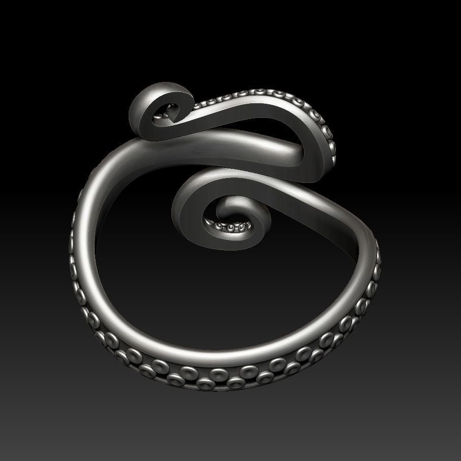 Octopus Tentacle Ring Sea Flora Fauna Jewelry  3D print model_15