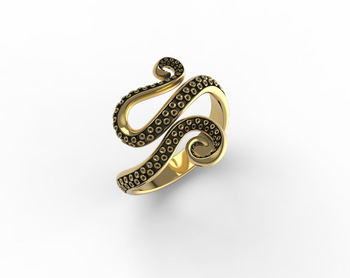 Octopus Tentacle Ring Sea Flora Fauna Jewelry  3D print model_5