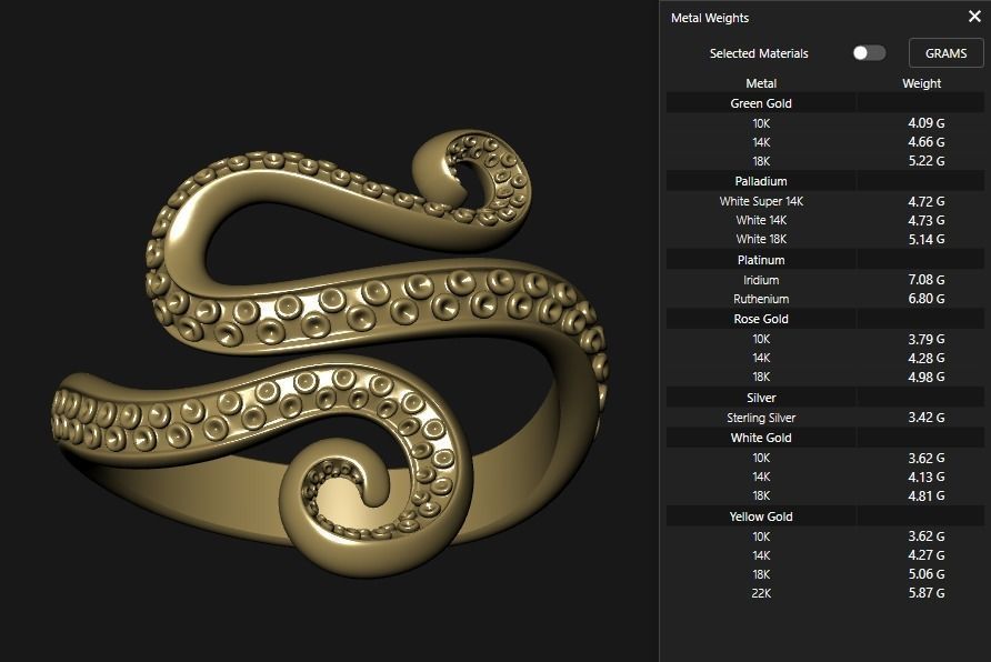 Octopus Tentacle Ring Sea Flora Fauna Jewelry  3D print model_17