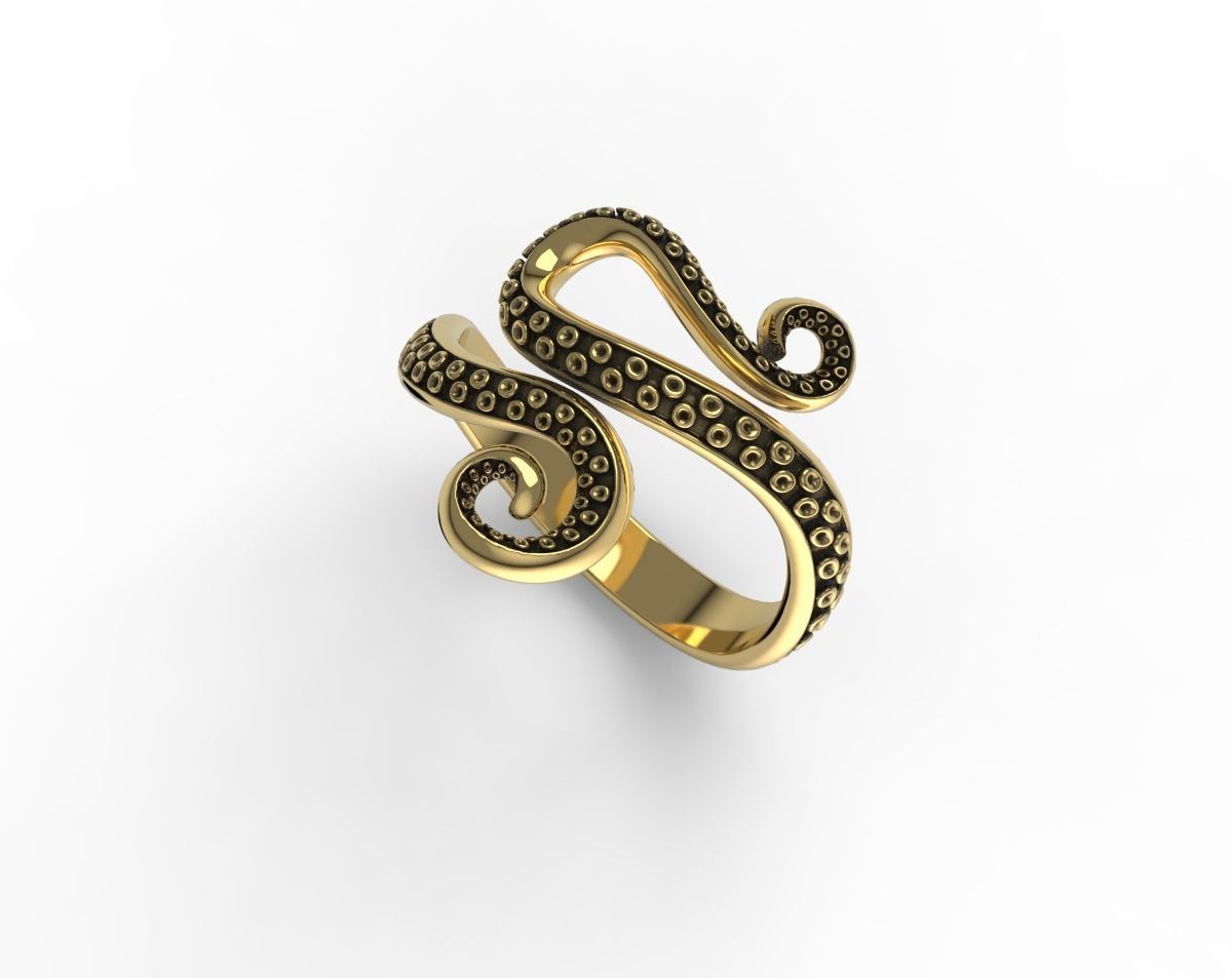 Octopus Tentacle Ring Sea Flora Fauna Jewelry  3D print model_7
