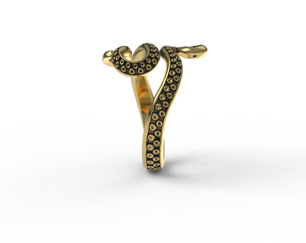 Octopus Tentacle Ring Sea Flora Fauna Jewelry  3D print model_4