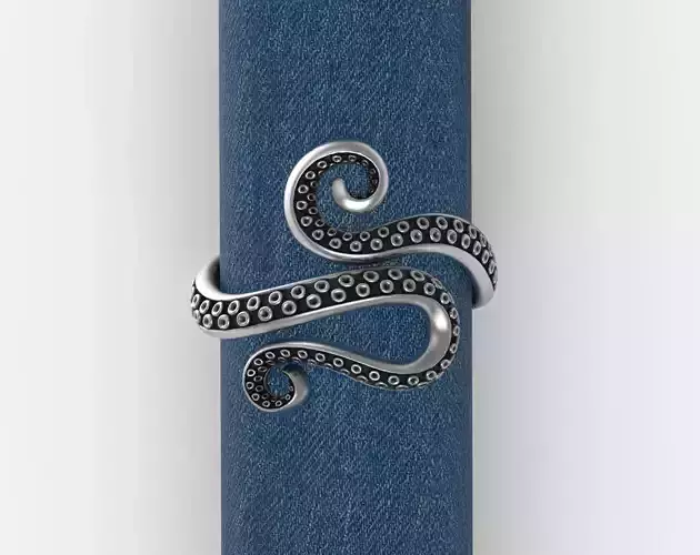 Octopus Tentacle Ring Sea Flora Fauna Jewelry  3D print model