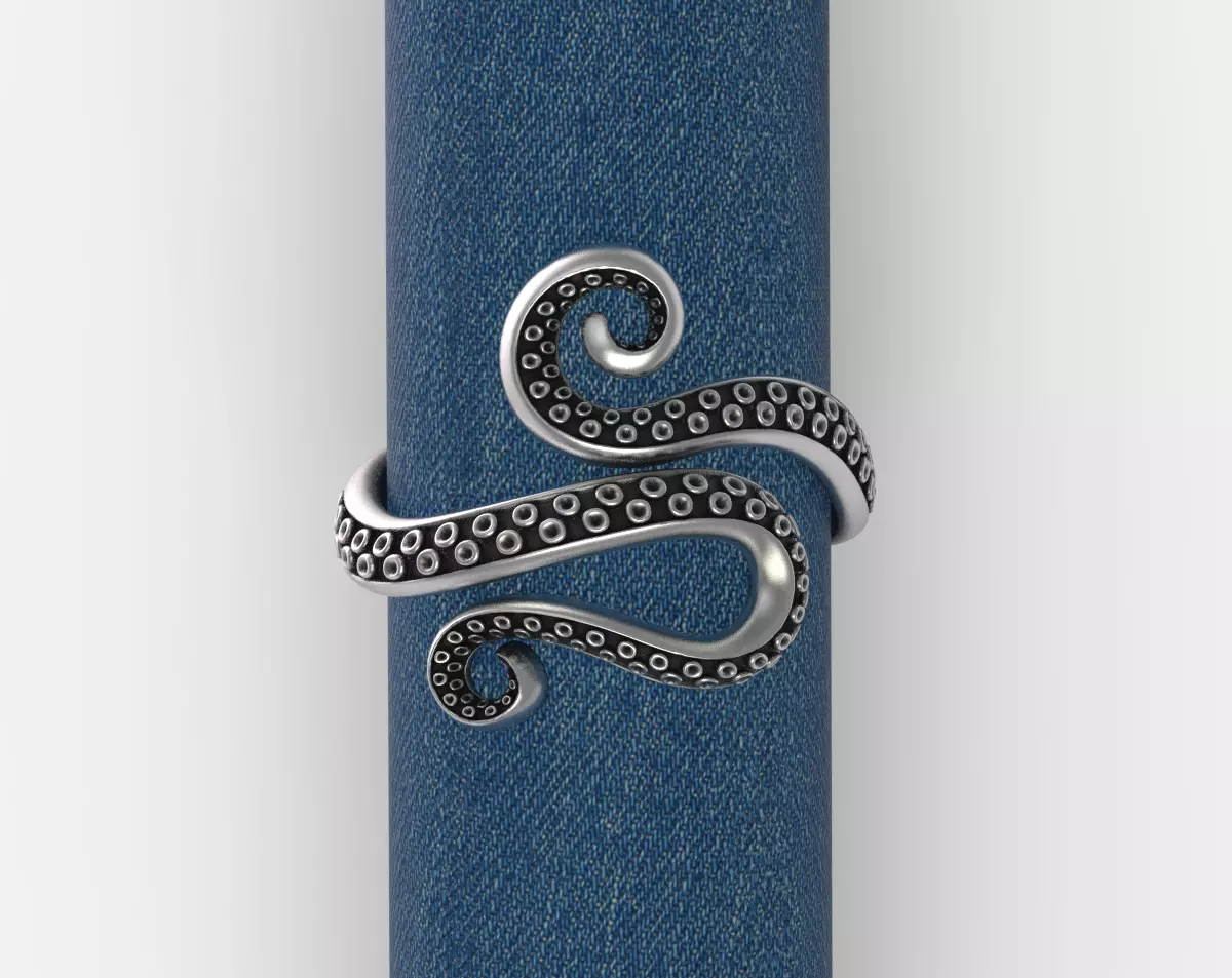 Octopus Tentacle Ring Sea Flora Fauna Jewelry  3D print model_0
