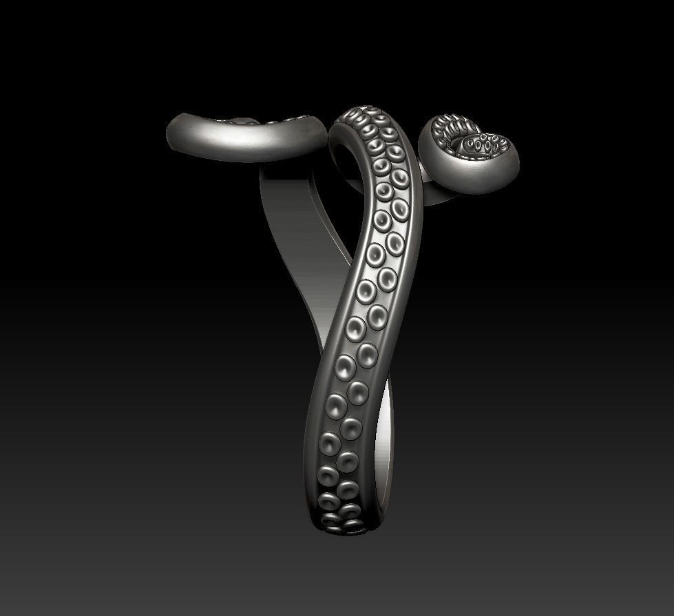 Octopus Tentacle Ring Sea Flora Fauna Jewelry  3D print model_13