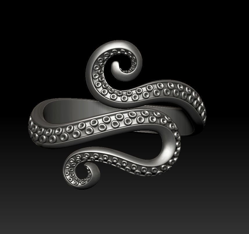 Octopus Tentacle Ring Sea Flora Fauna Jewelry  3D print model_10