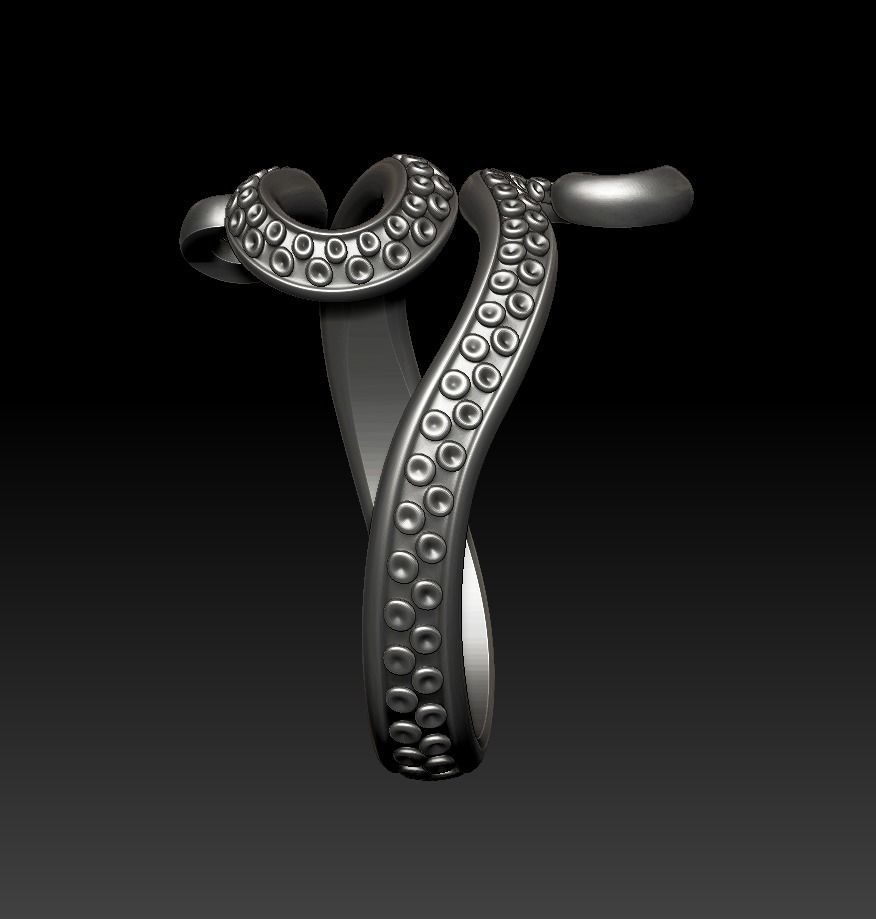 Octopus Tentacle Ring Sea Flora Fauna Jewelry  3D print model_12