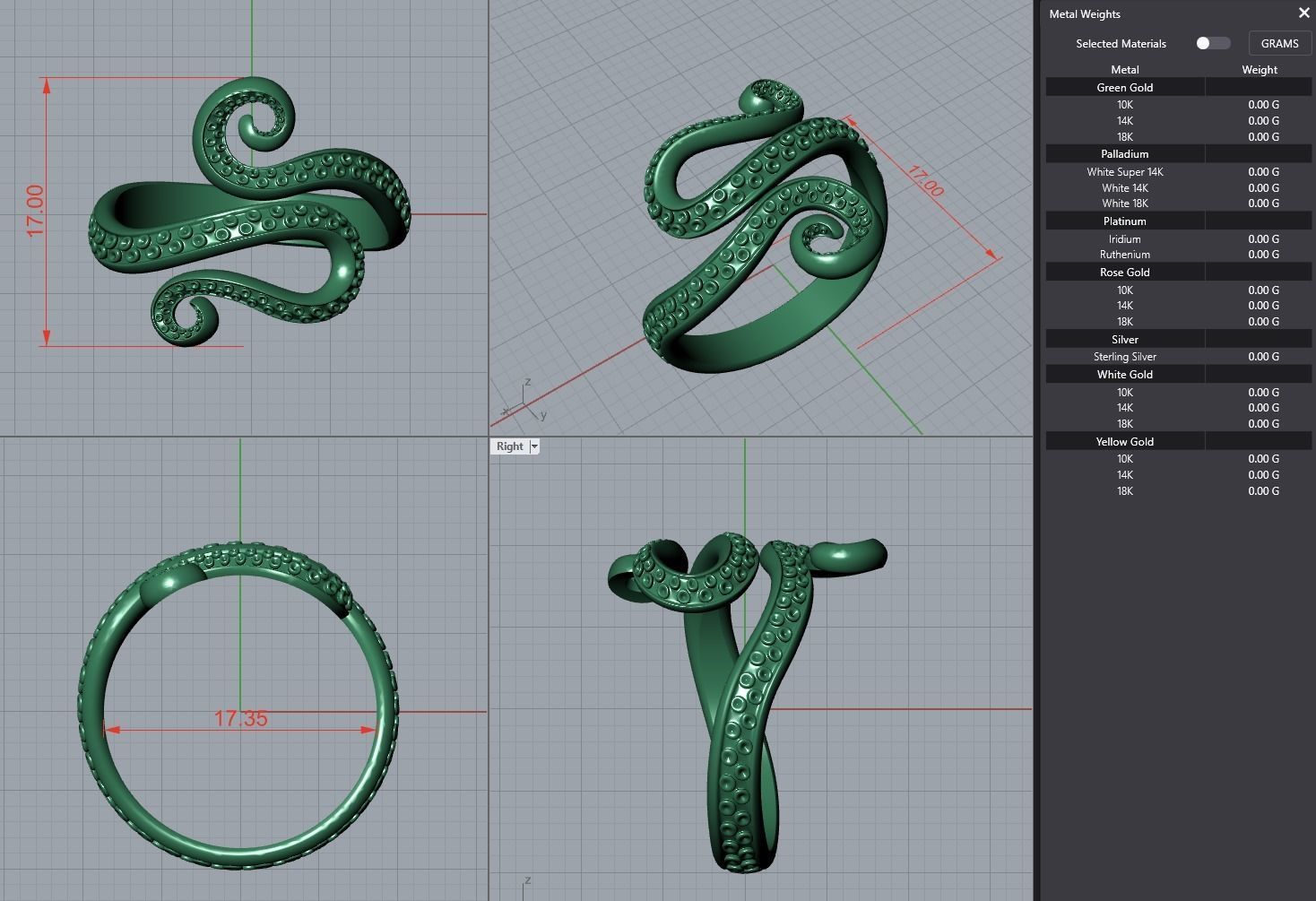 Octopus Tentacle Ring Sea Flora Fauna Jewelry  3D print model_18