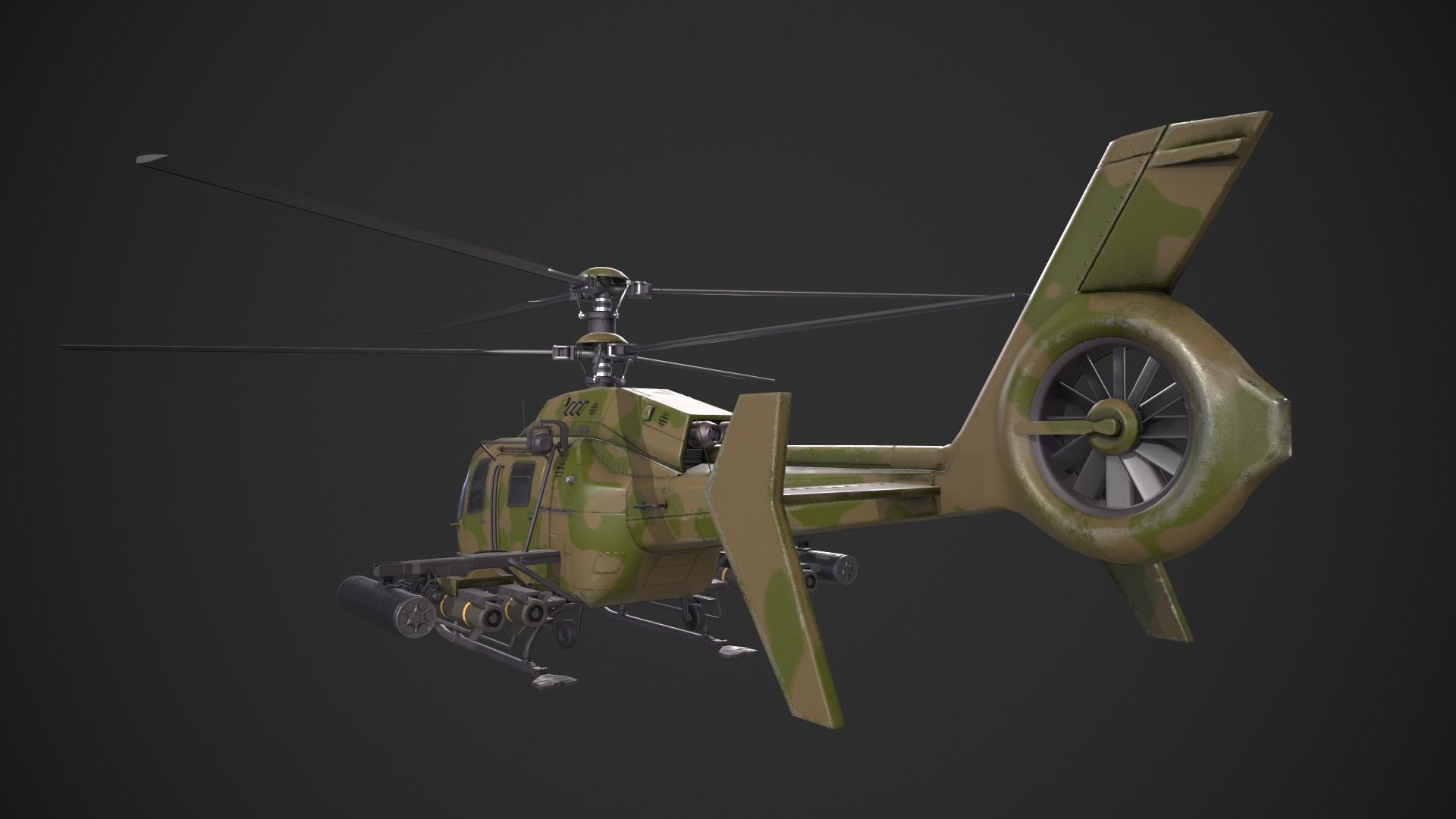 Generic Helicopter Low-poly 3D model_10
