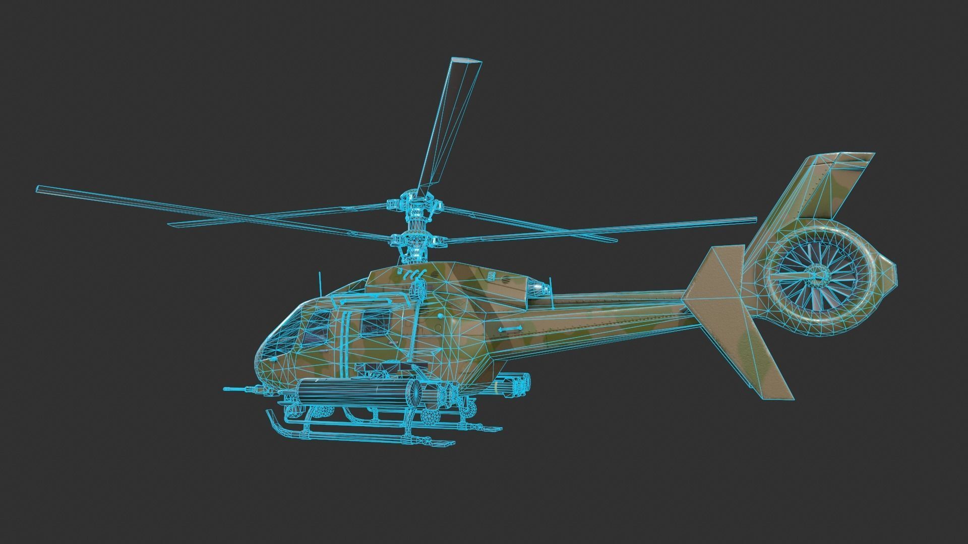 Generic Helicopter Low-poly 3D model_5