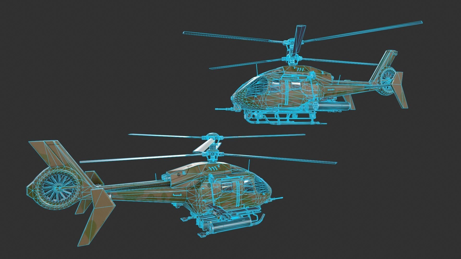 Generic Helicopter Low-poly 3D model_13