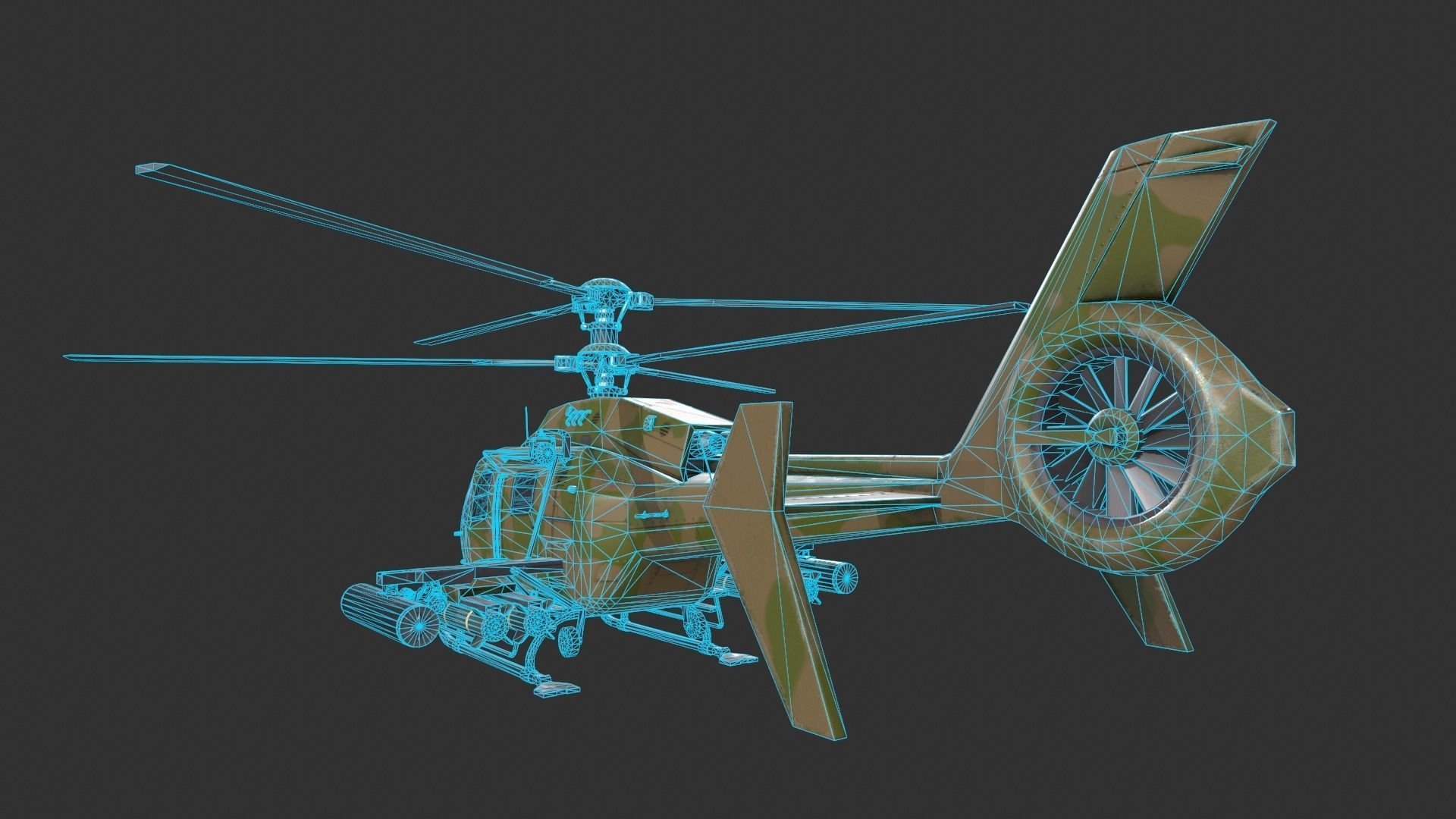 Generic Helicopter Low-poly 3D model_11